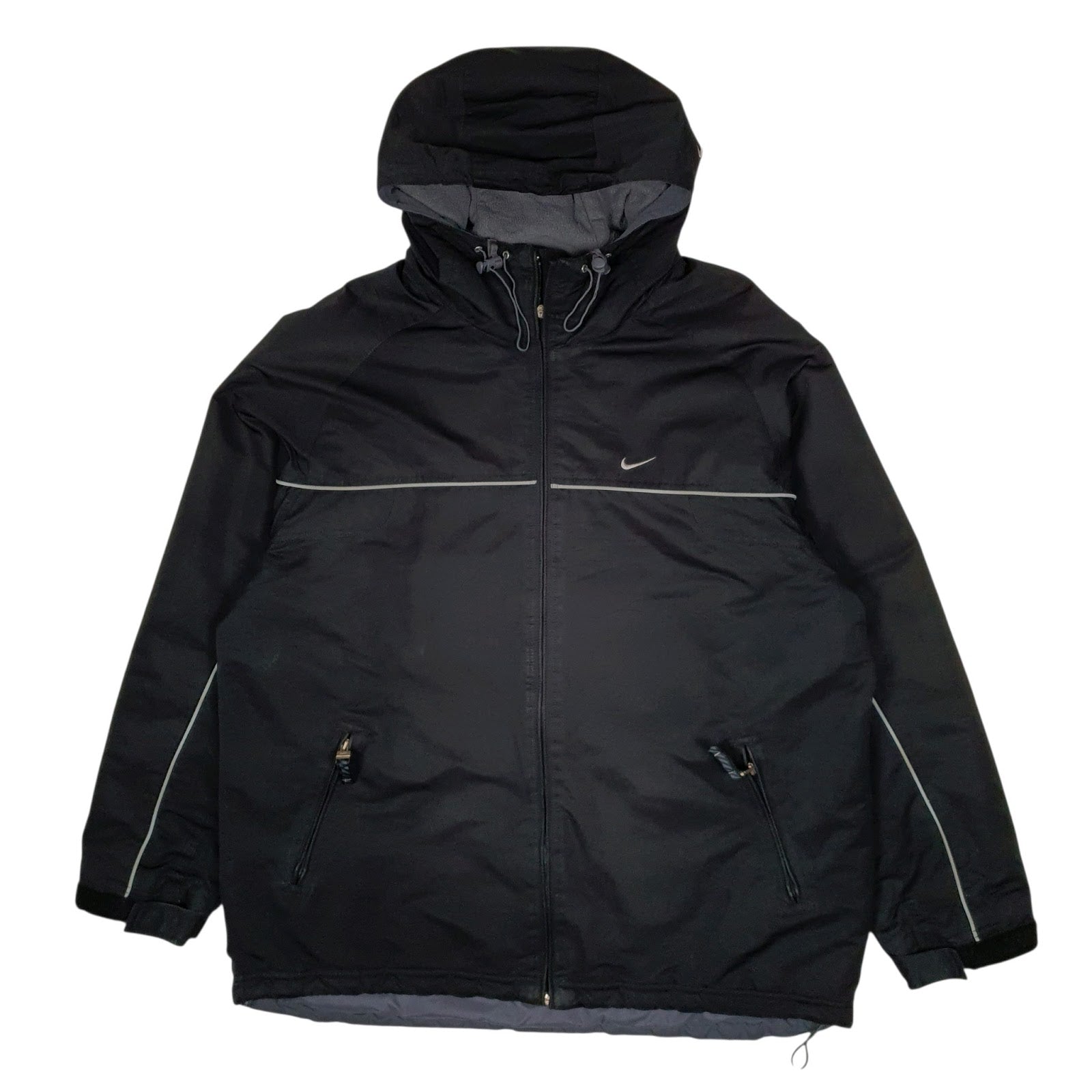 Mens Black Nike Vintage 2000s Windbreaker Fleece Lined  Coat