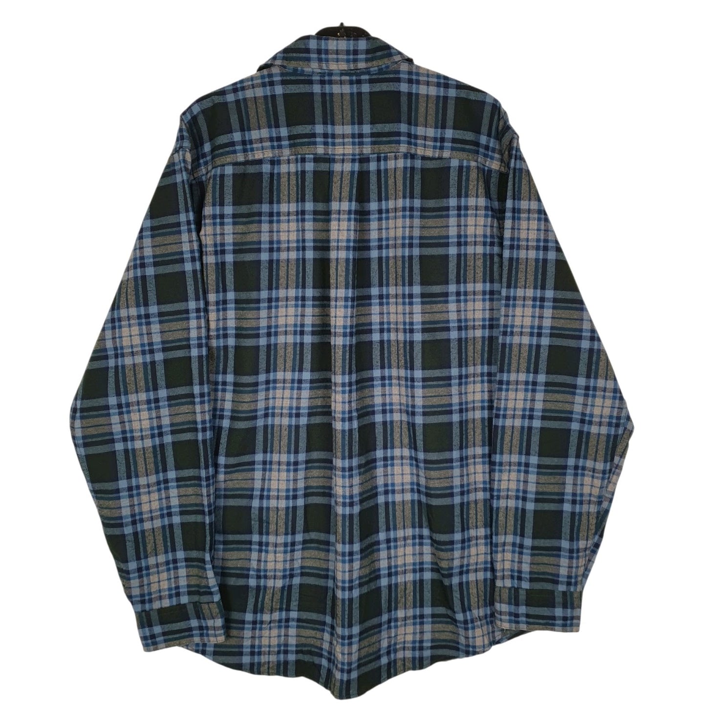 Mens Green Eddie Bauer Heavyweight Plaid Flannel  Shirt