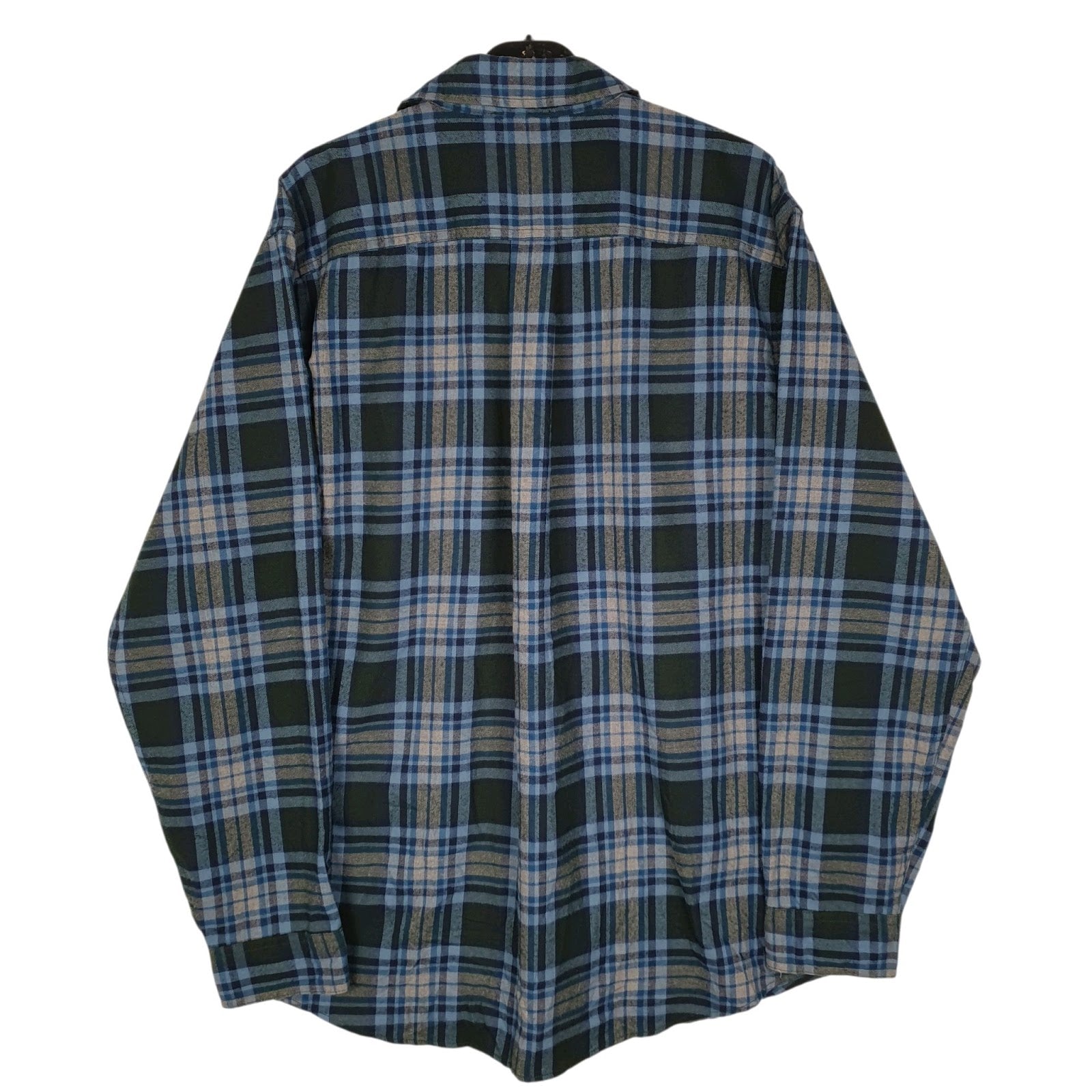 Mens Green Eddie Bauer Heavyweight Plaid Flannel  Shirt