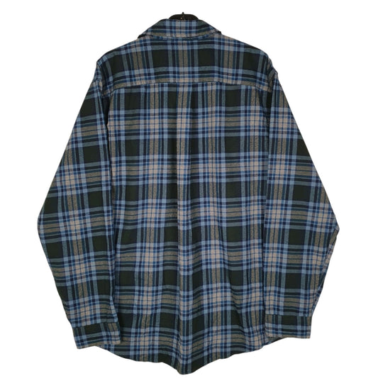 Mens Green Eddie Bauer Heavyweight Plaid Flannel  Shirt