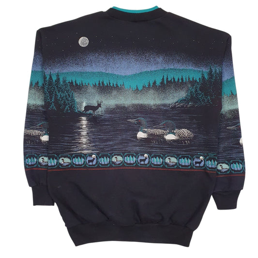 Mens Black Artisans Graphic Vintage 90s Made In USA Crewneck Jumper