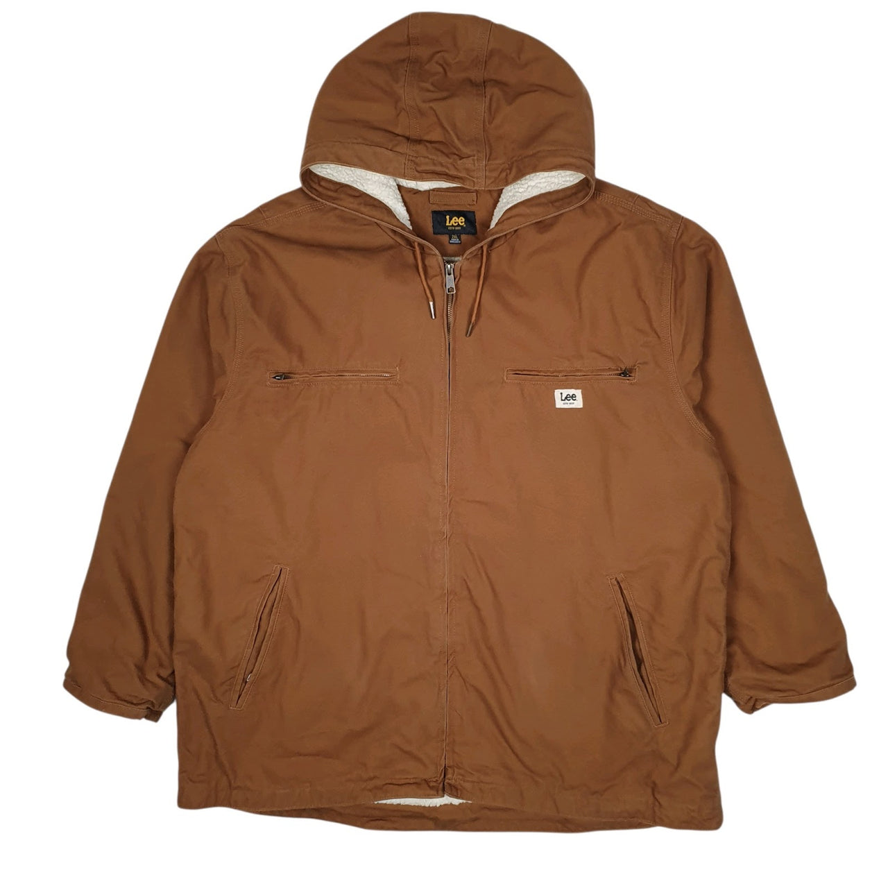 Mens Brown Lee Sherpa Lined Active Hoodie Coat