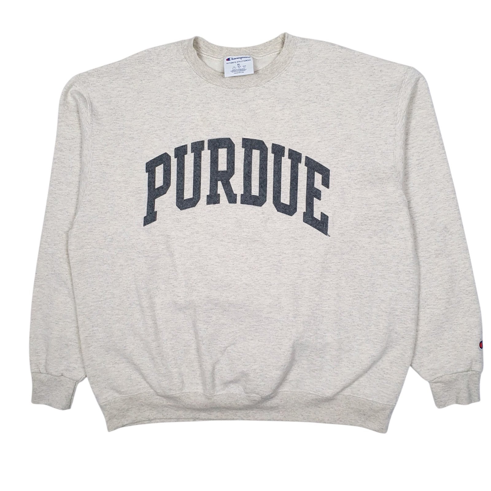 Mens Beige Champion Purdue University Crewneck Jumper