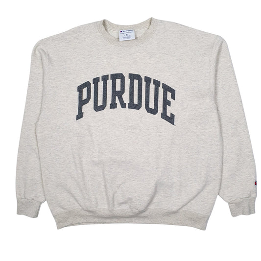 Mens Beige Champion Purdue University Crewneck Jumper