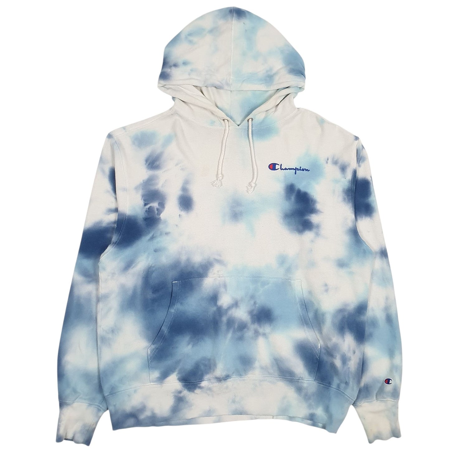 Mens White Champion Tie Dye Oversized Lightweight Hoodie Jumper