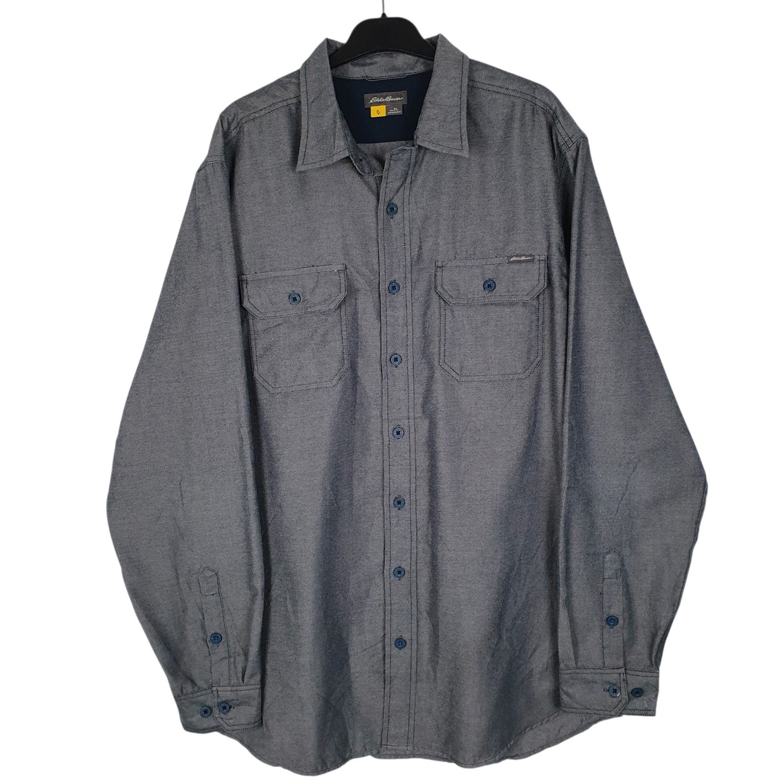 Mens Grey Eddie Bauer Heavyweight Long Sleeve Shirt