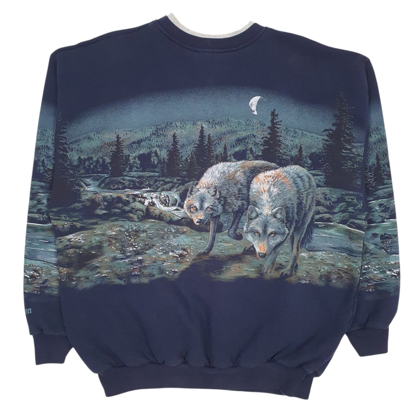 Mens Navy Art Unlimited Graphic Vintage 90s Made In USA Crewneck Jumper