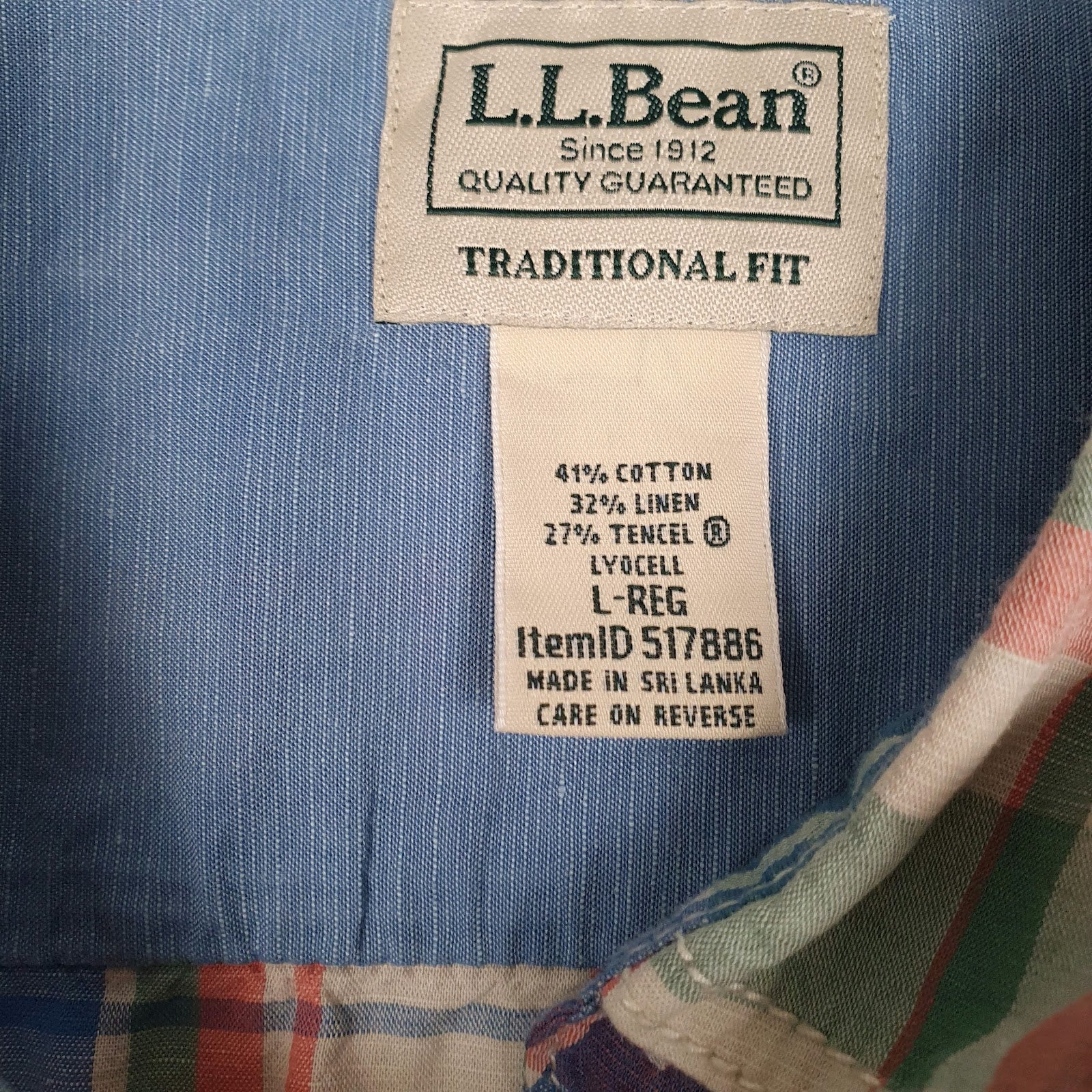 Mens Blue L.L.Bean   Shirt