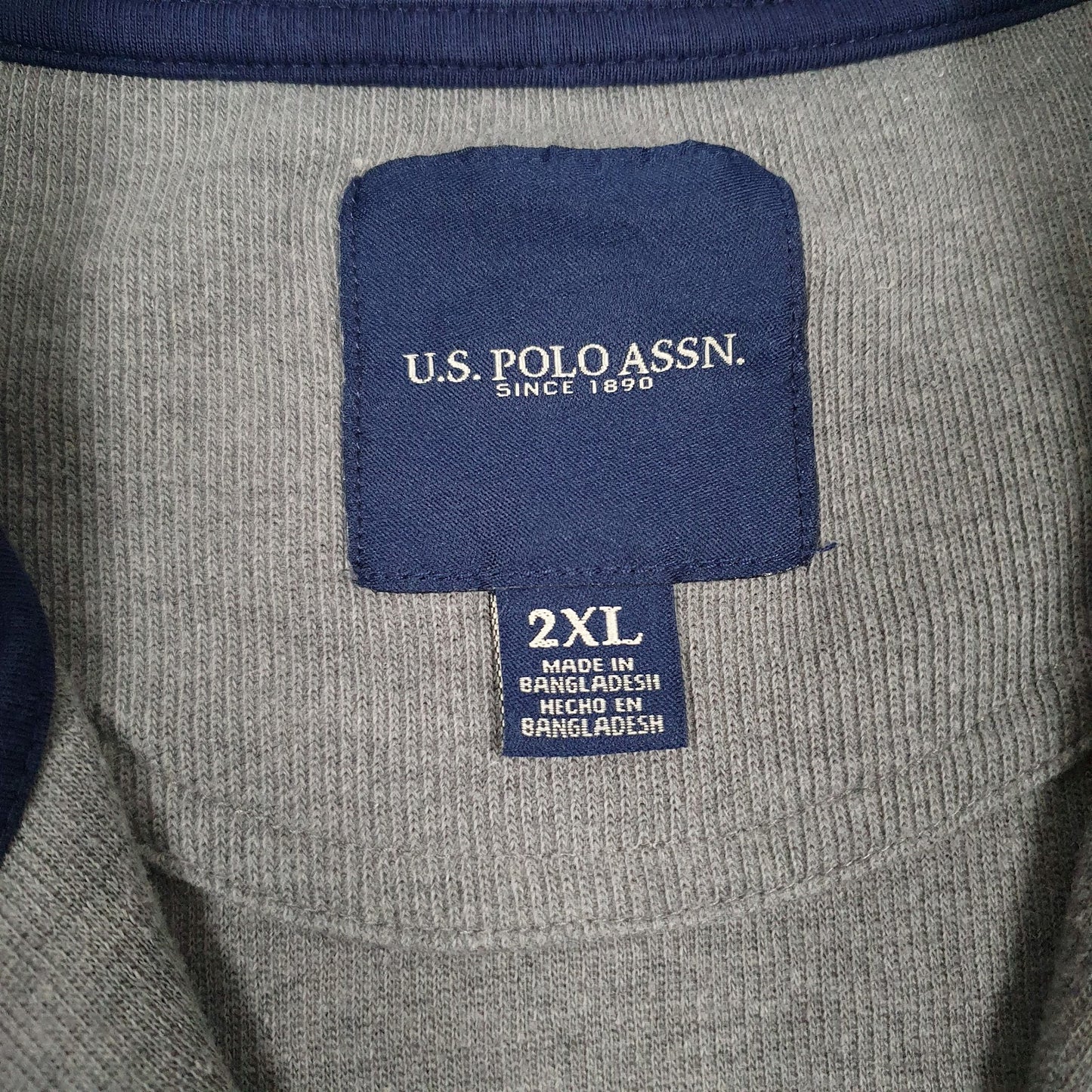 Mens Grey US Polo Assn  Quarter Zip Jumper
