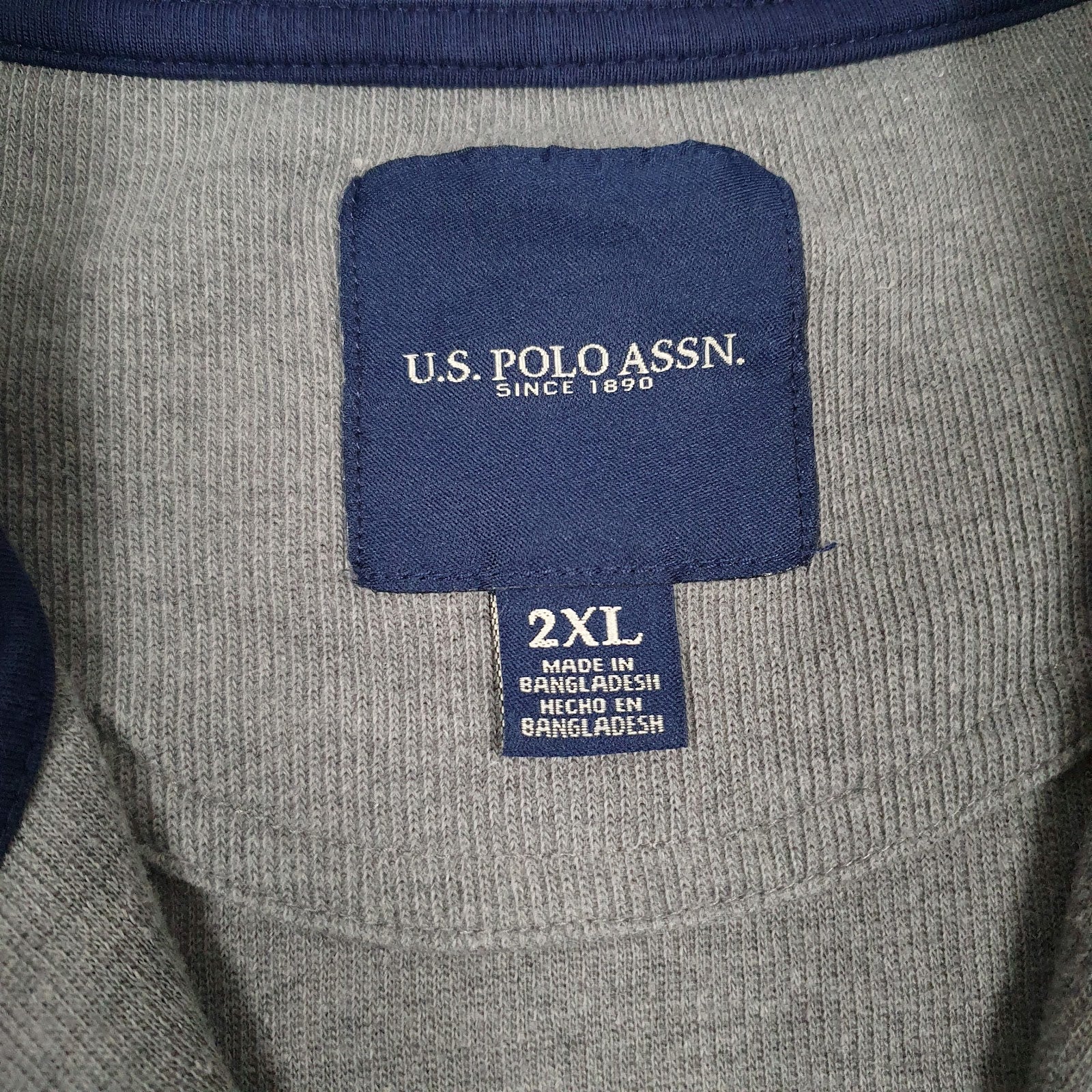 Mens Grey US Polo Assn  Quarter Zip Jumper