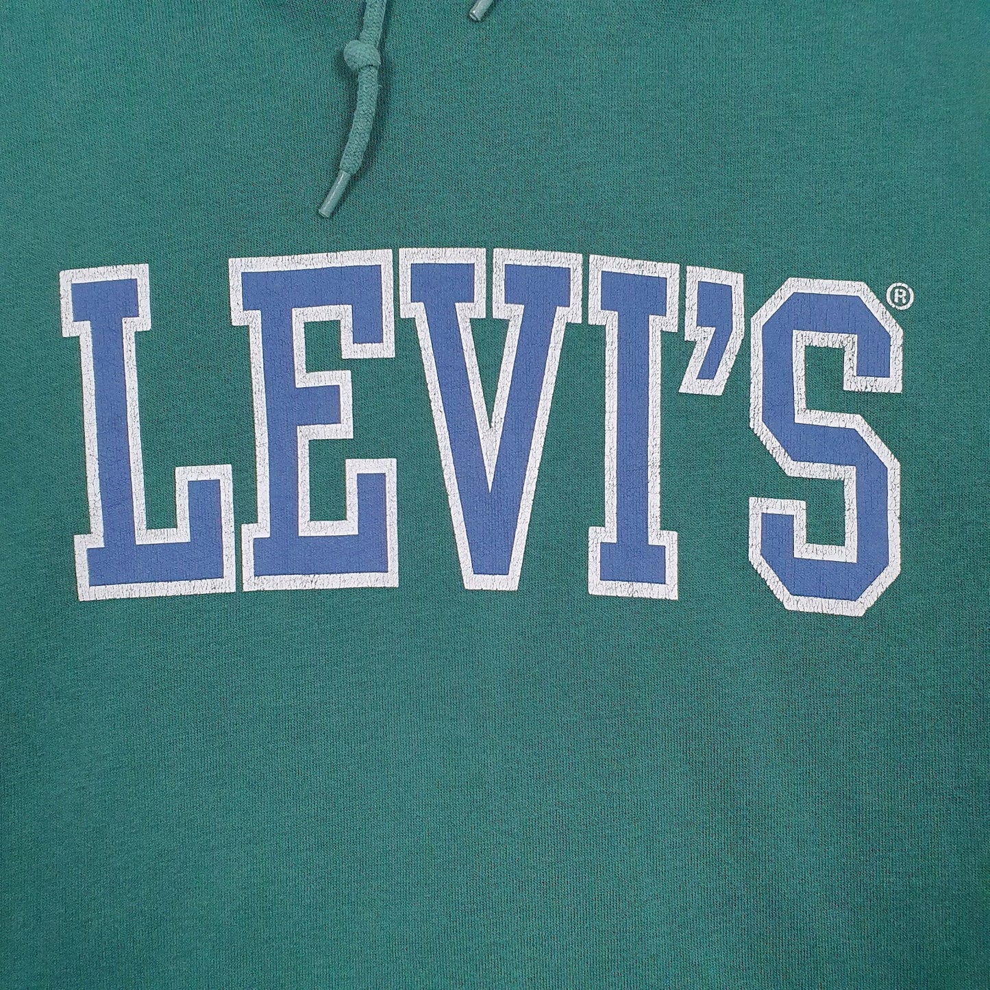 Mens Green Levis Spellout Hoodie Jumper