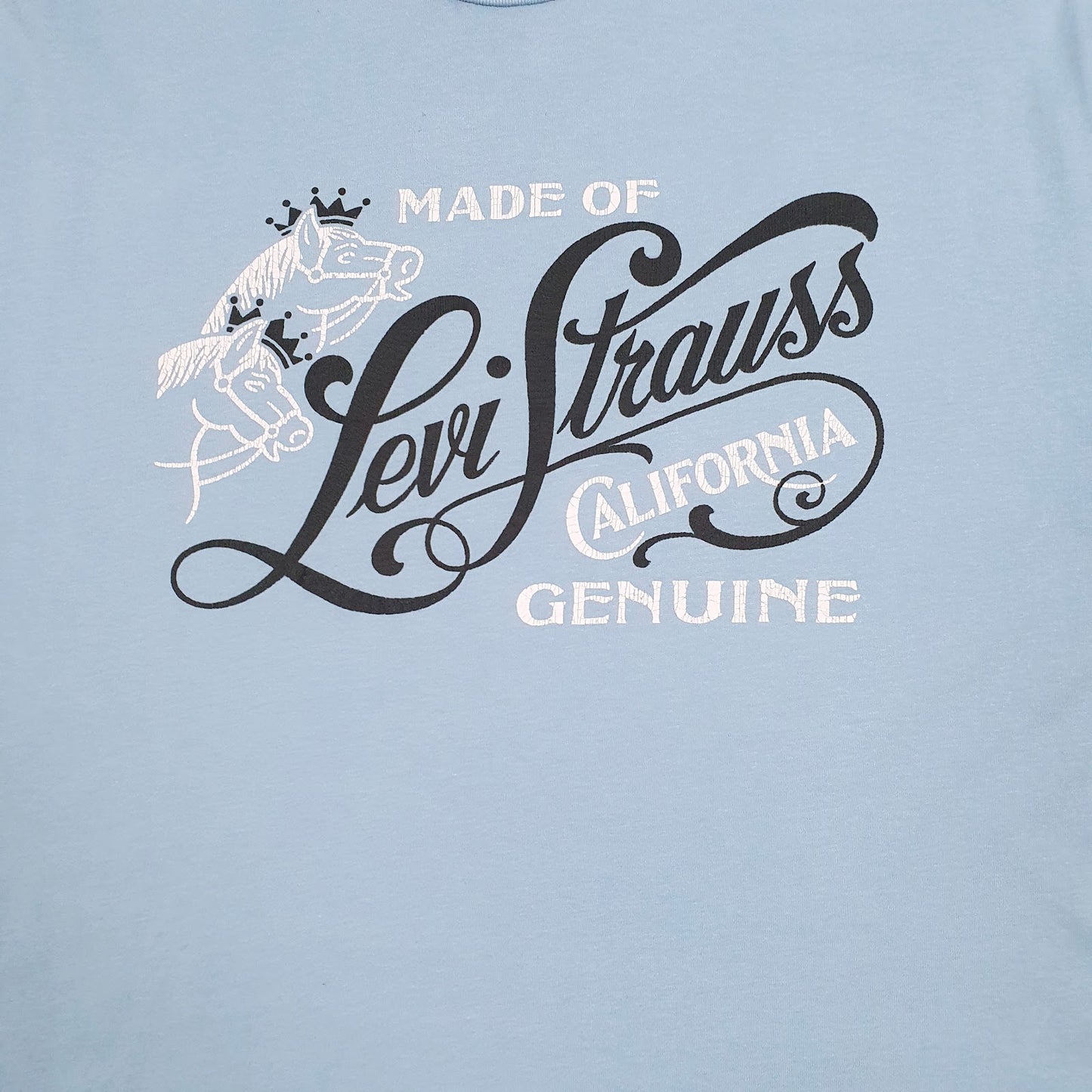 Mens Blue Levis Spellout  T Shirt