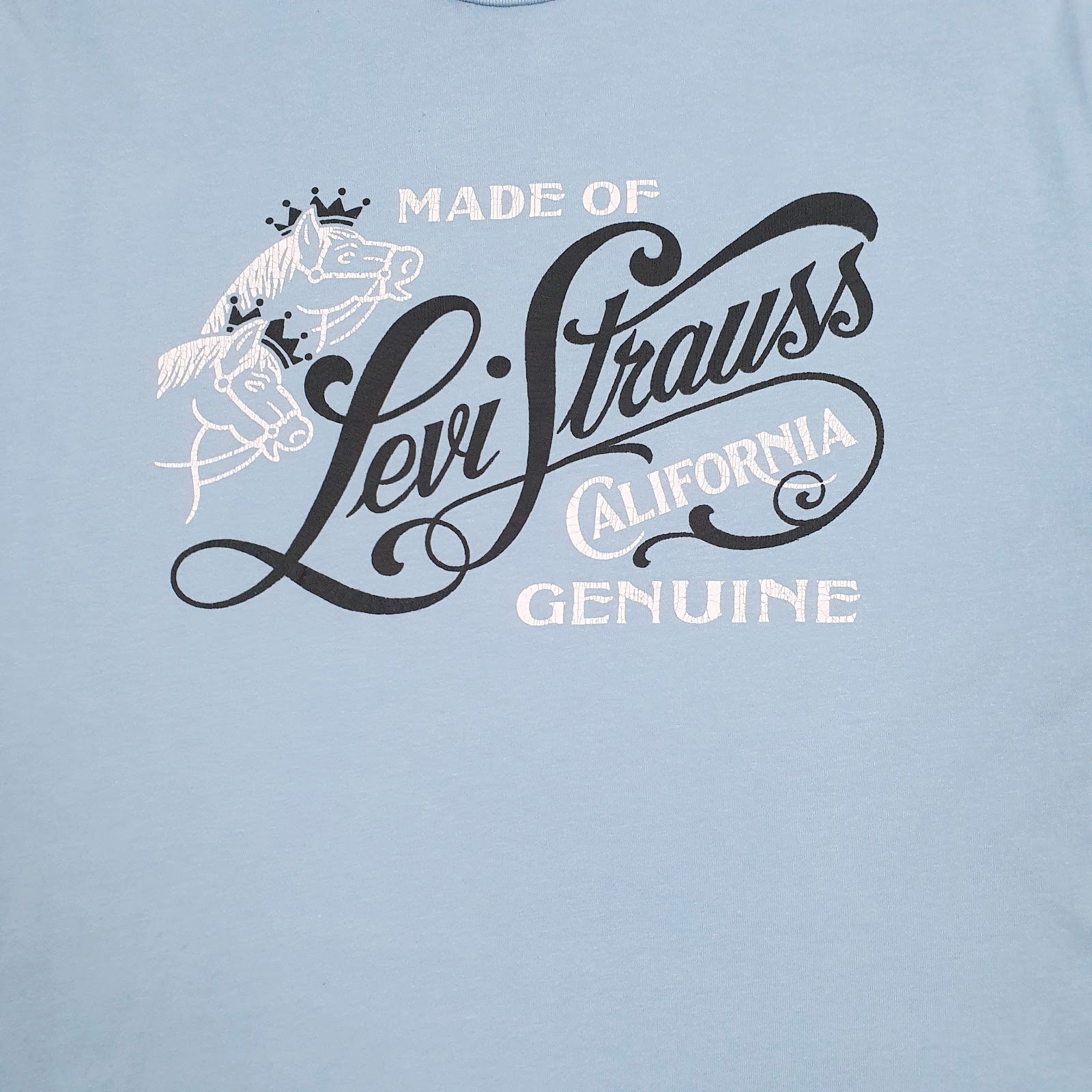 Mens Blue Levis Spellout  T Shirt