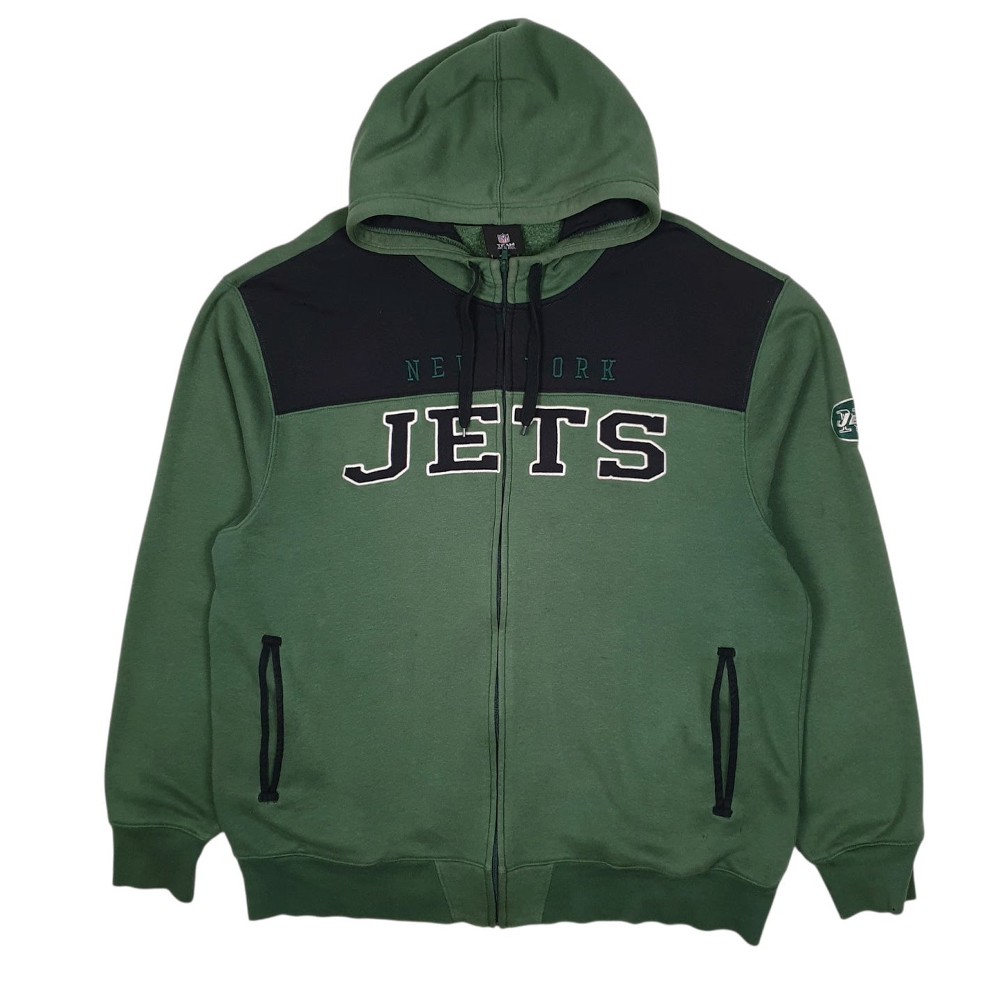 Mens Green NFL New York Jets Hoodie Full Zip Jumper