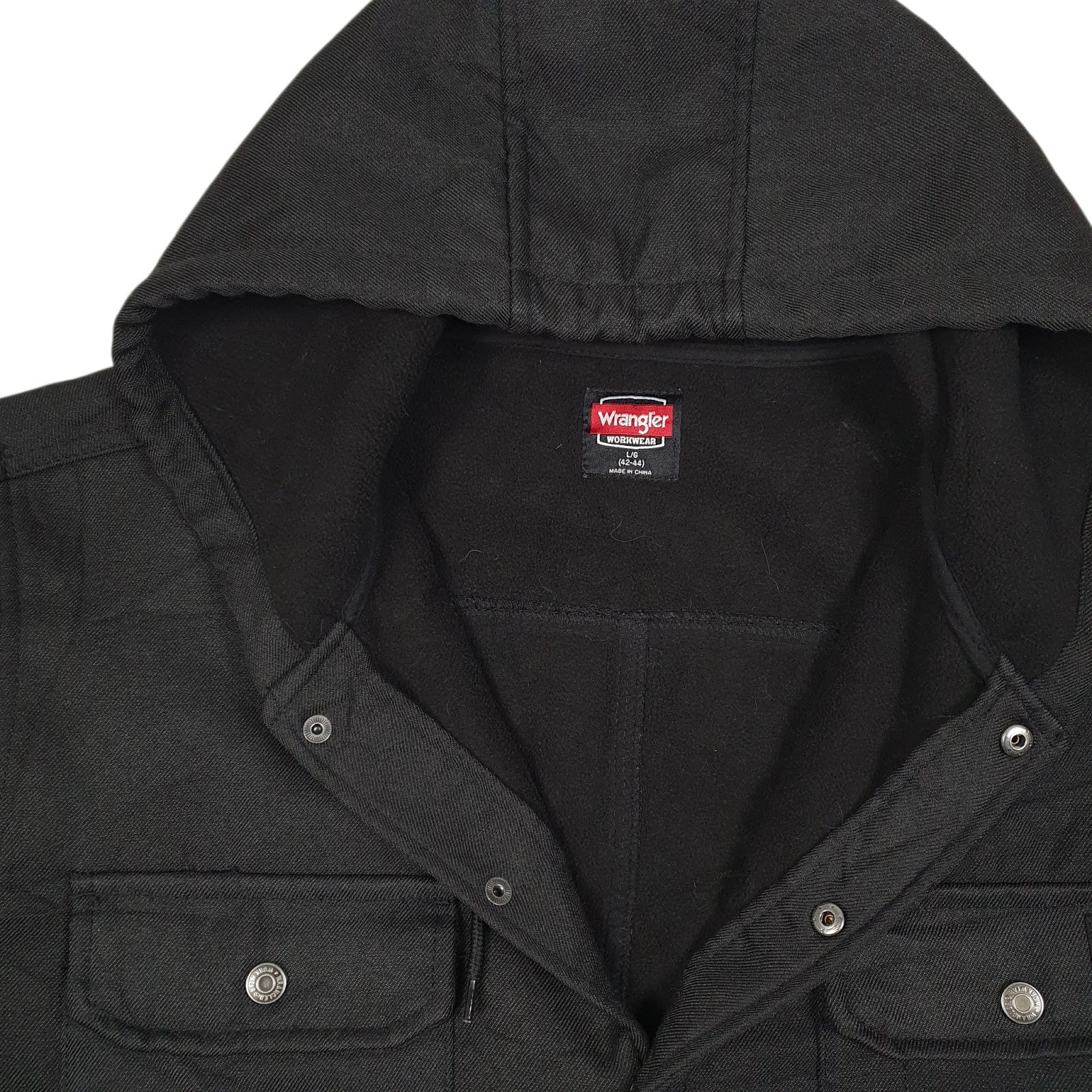 Mens Black Wrangler Fleece Lined Hoodie Chore  Coat