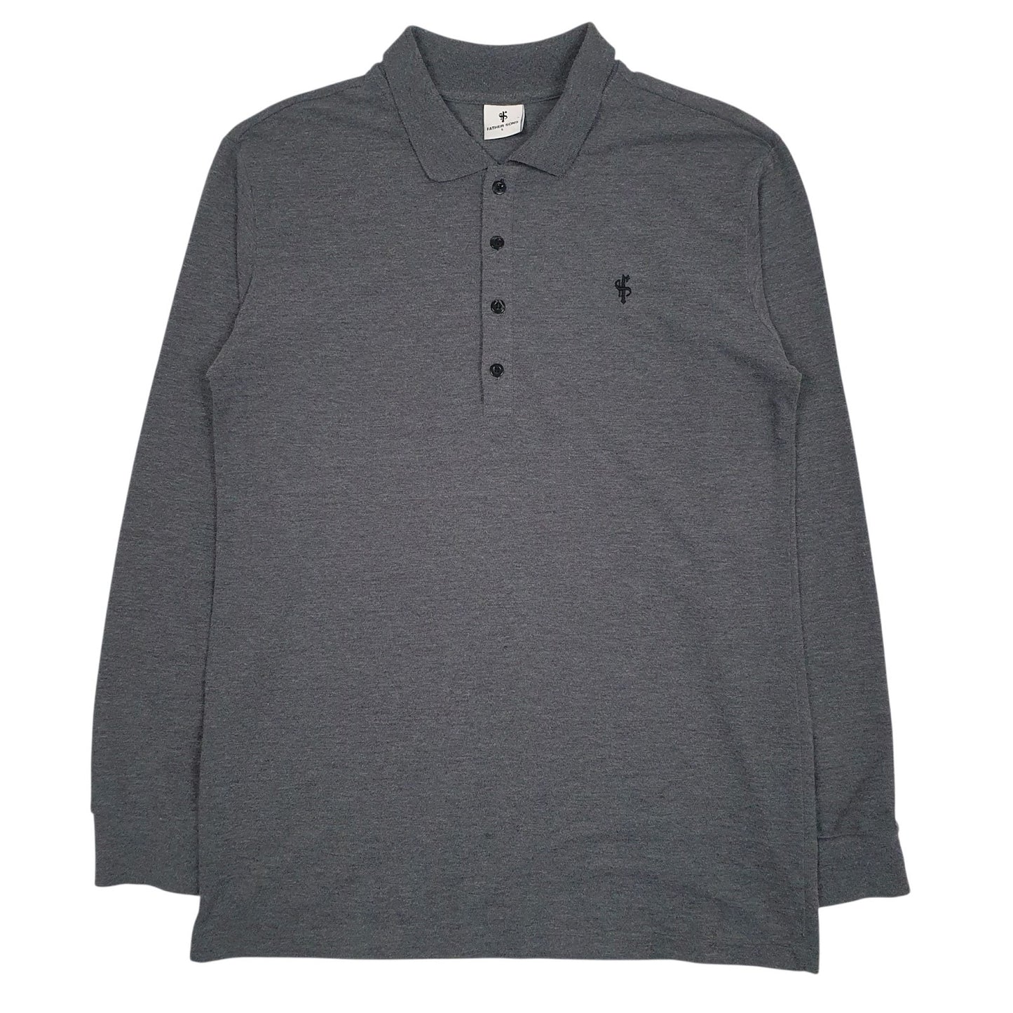 Mens Grey Father Sons  Long Sleeve Polo Shirt