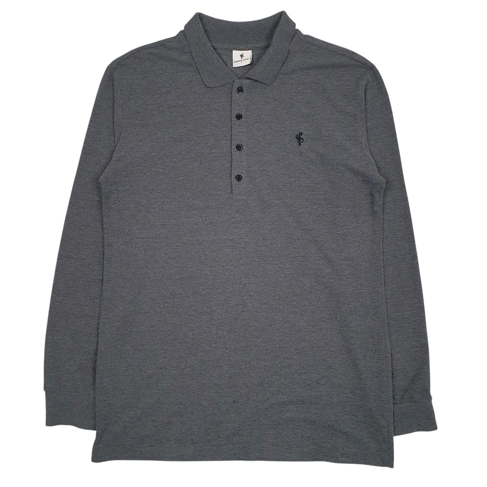 Mens Grey Father Sons  Long Sleeve Polo Shirt