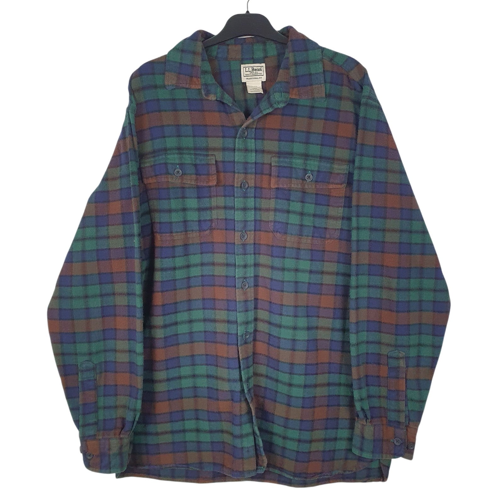 Mens Green L.L.Bean Chamois Long Sleeve Shirt
