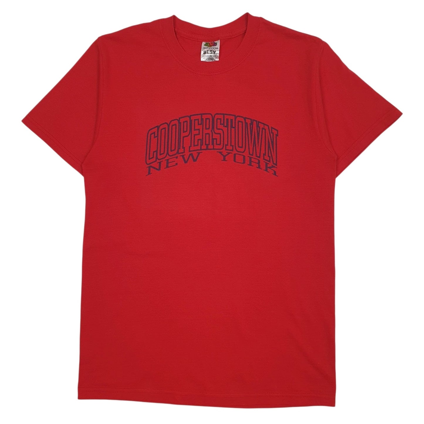 Mens Red Fruit Of The Loom Cooperstown New York Short Sleeve T Shirt