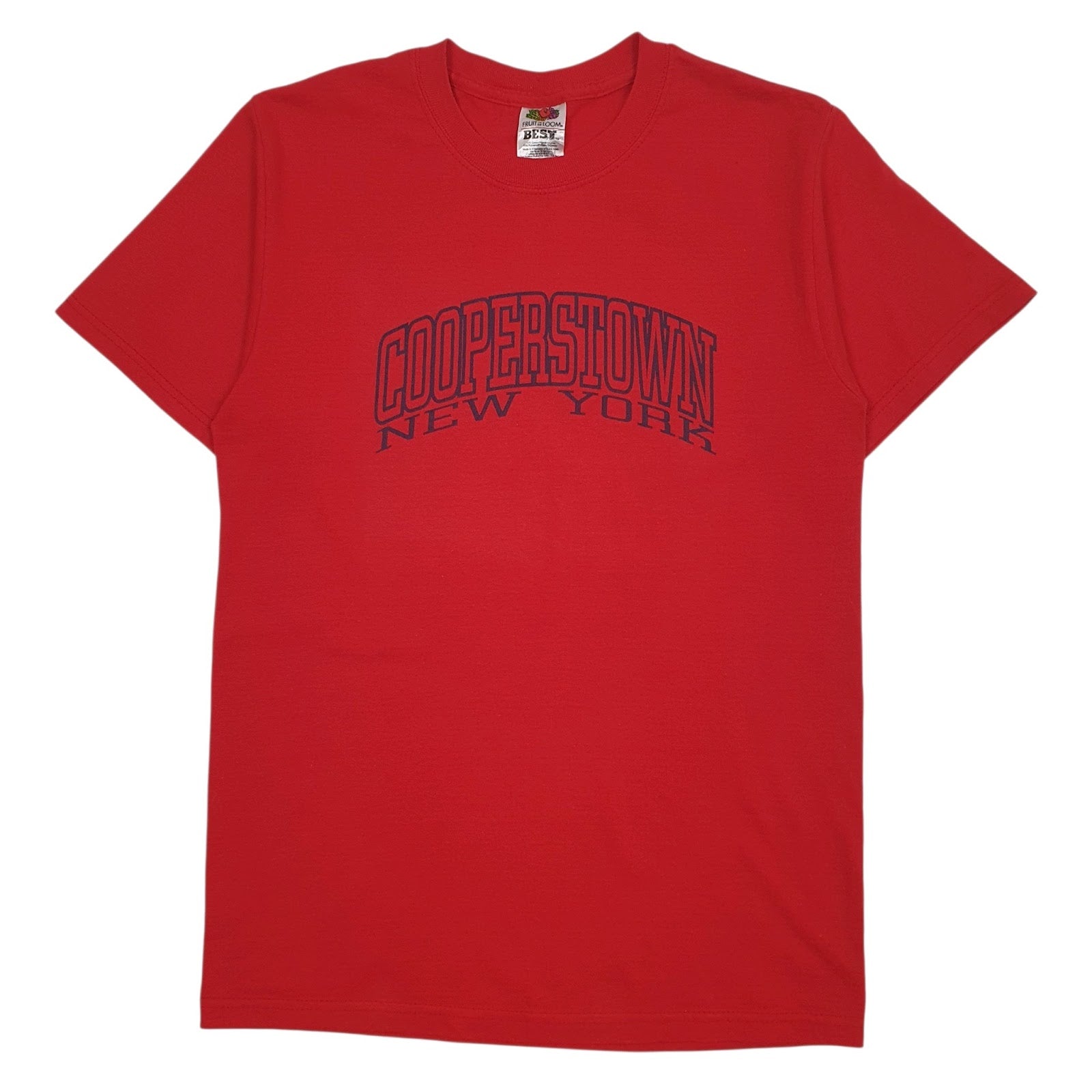 Mens Red Fruit Of The Loom Cooperstown New York Short Sleeve T Shirt
