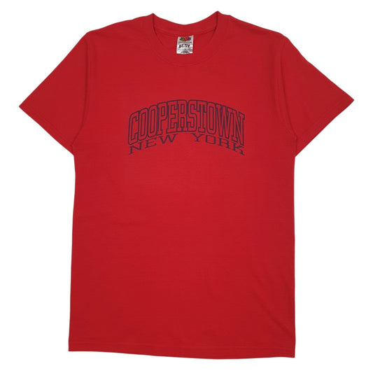 Mens Red Fruit Of The Loom Cooperstown New York Short Sleeve T Shirt