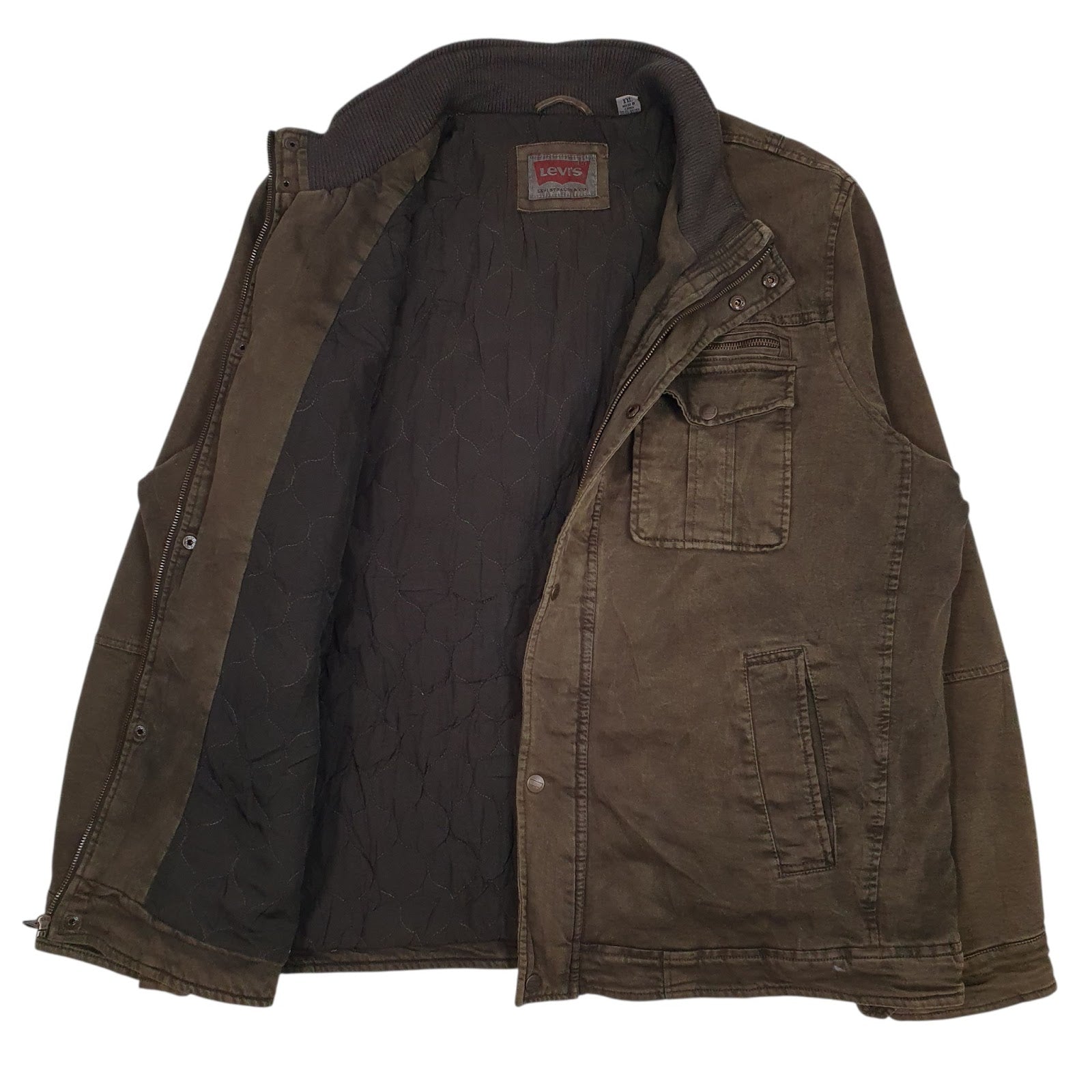 Mens Green Levis Padded Crewneck Coat