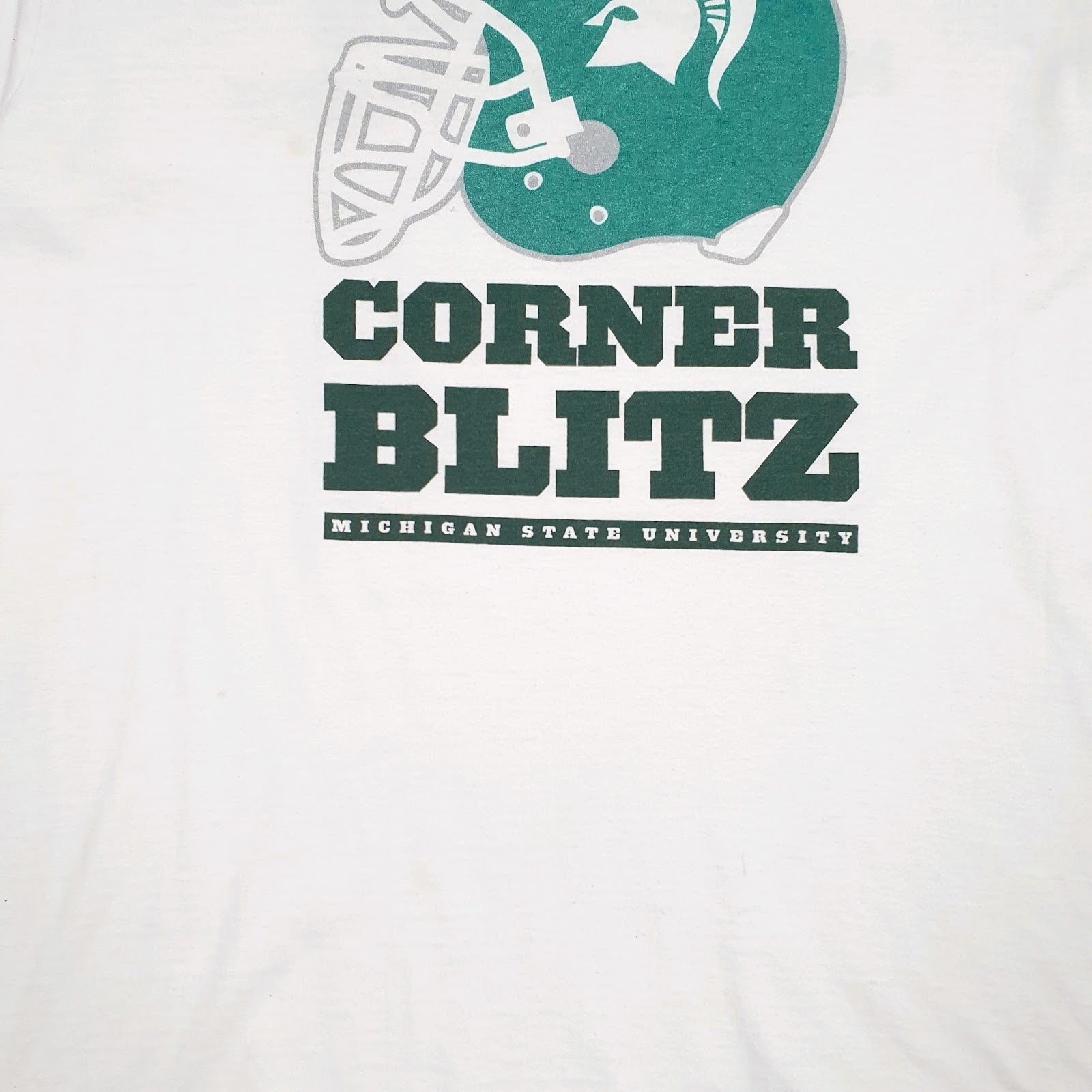 Mens White Fruit Of The Loom Corner Blitz Michigan State University  T Shirt