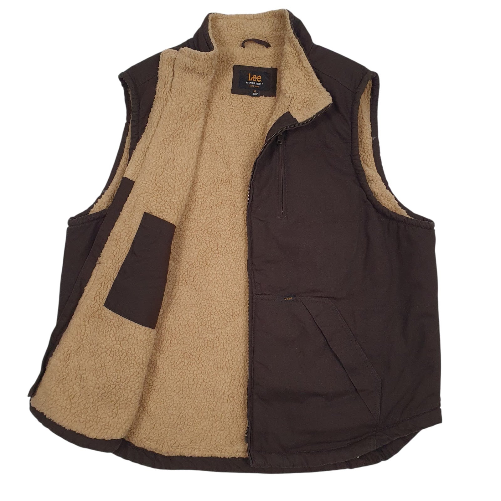 Mens Brown Lee Workwear Sherpa Lined  Coat