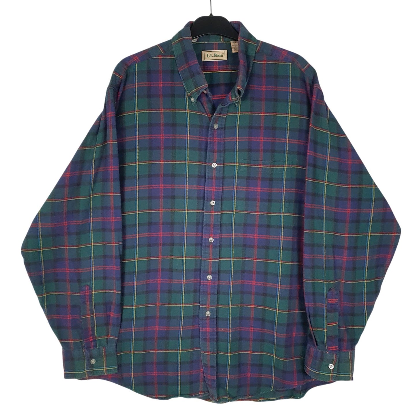 Mens Green L.L.Bean Vintage 90s Flannel Long Sleeve Shirt