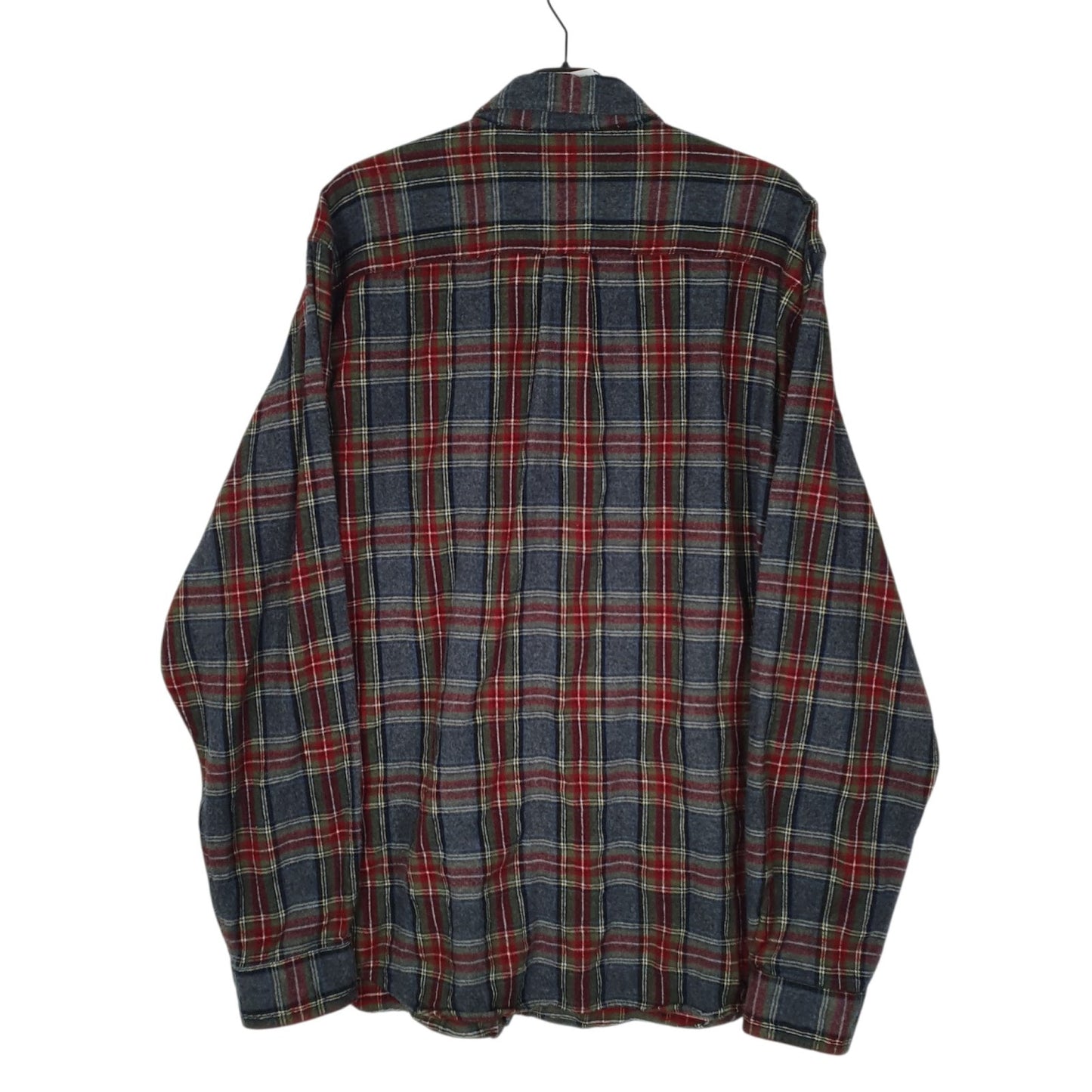 Mens Grey L.L.Bean Scotch Plaid Flannel  Shirt