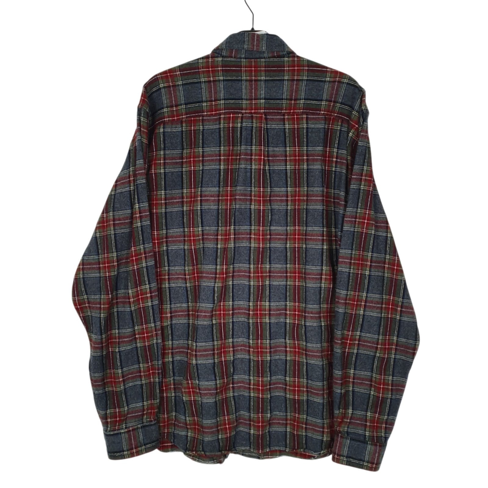 Mens Grey L.L.Bean Scotch Plaid Flannel  Shirt
