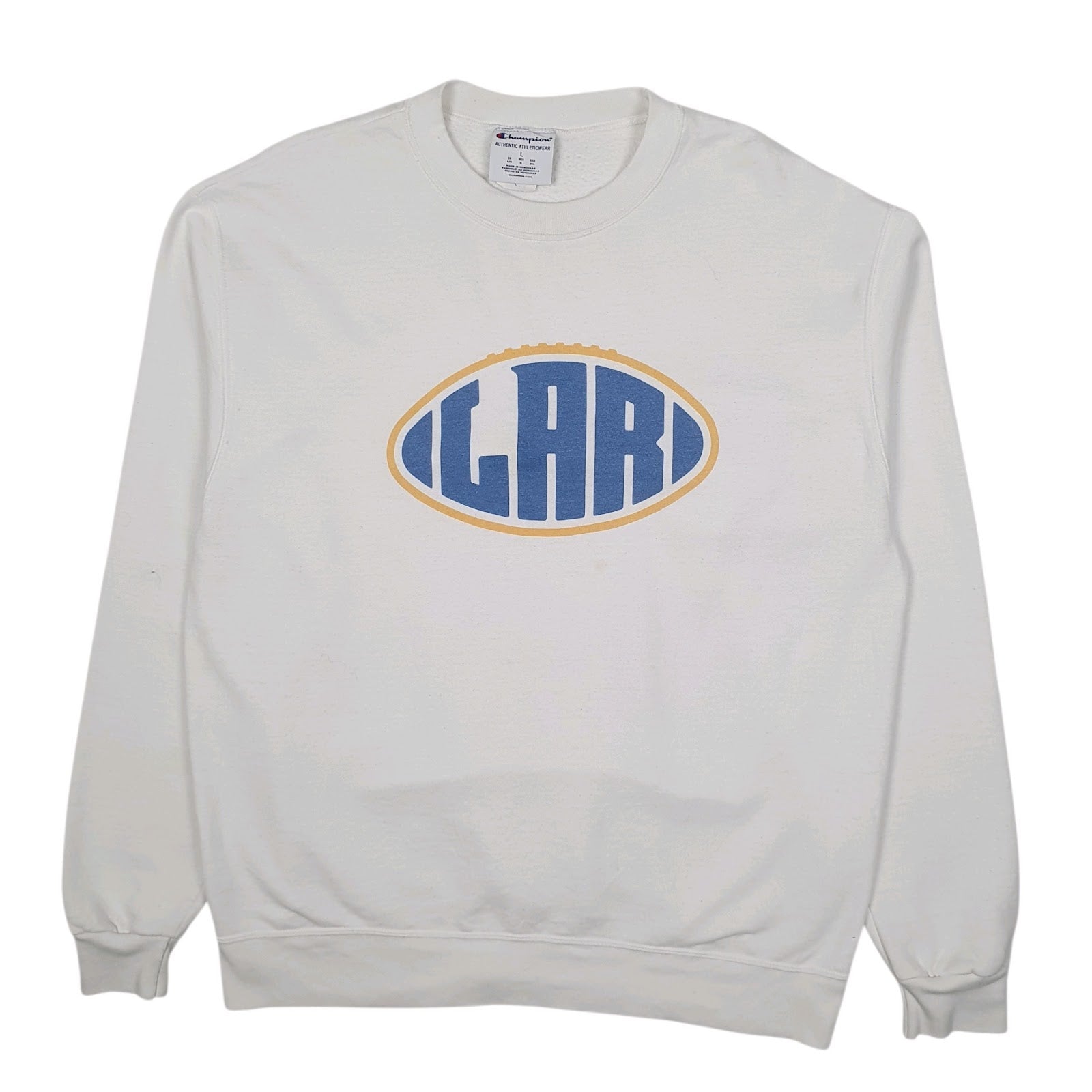 Mens White Champion Goattalk LA Rams NFL Crewneck Jumper