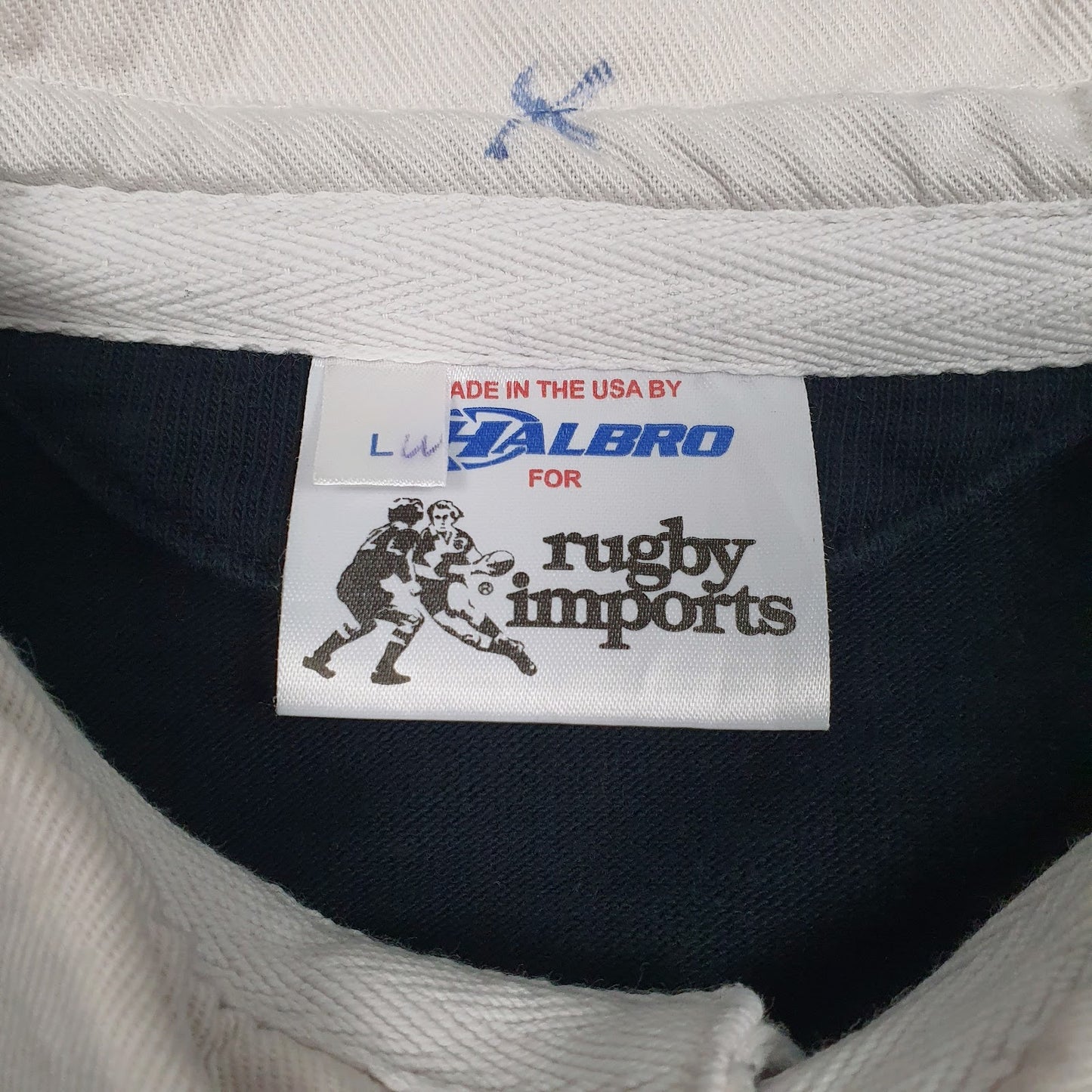 Mens Black Halbro Rugby Made In USA Crewneck Polo Shirt
