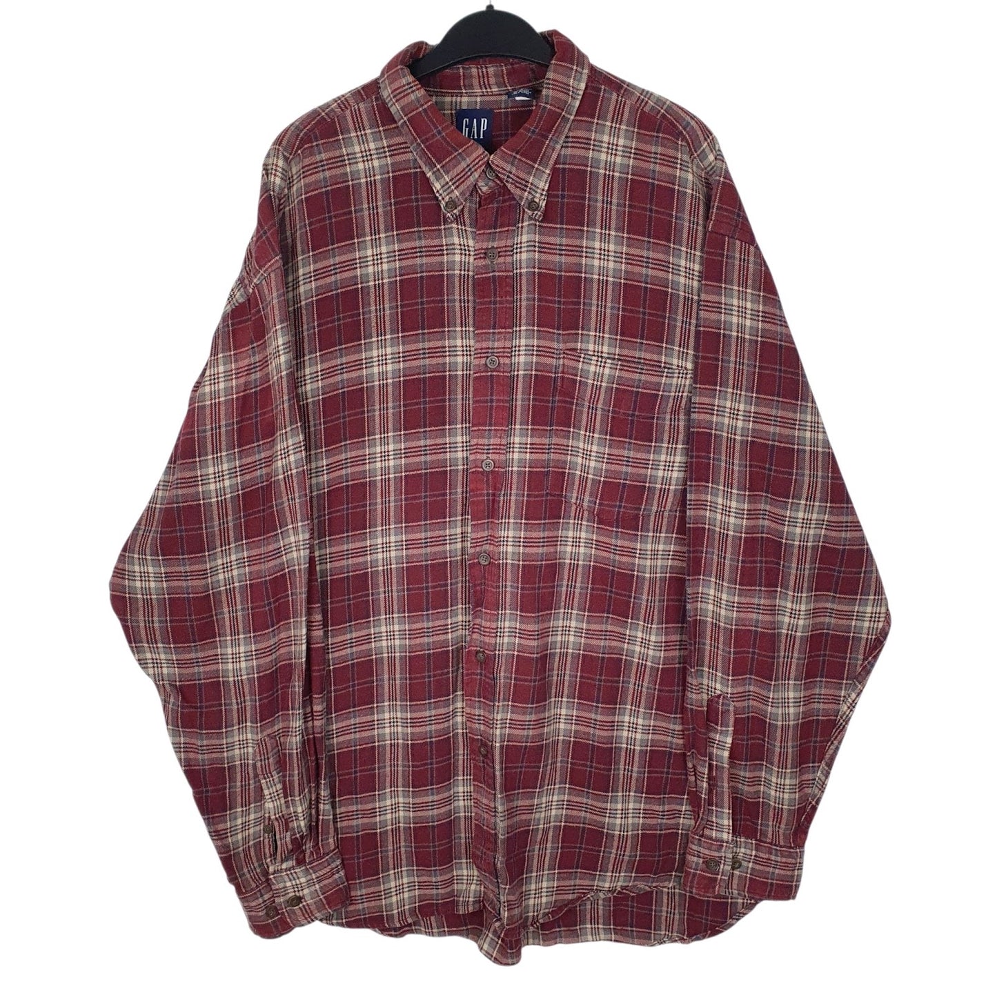 Mens Red Gap Flannel Long Sleeve Shirt