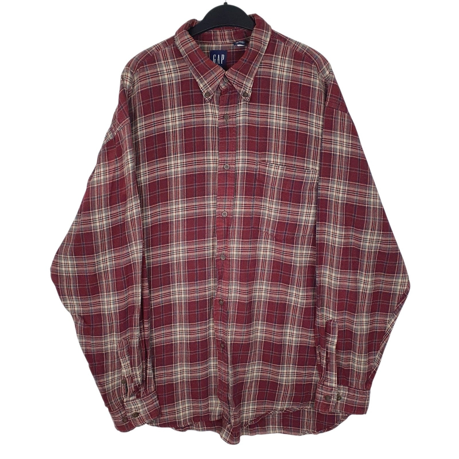 Mens Red Gap Flannel Long Sleeve Shirt
