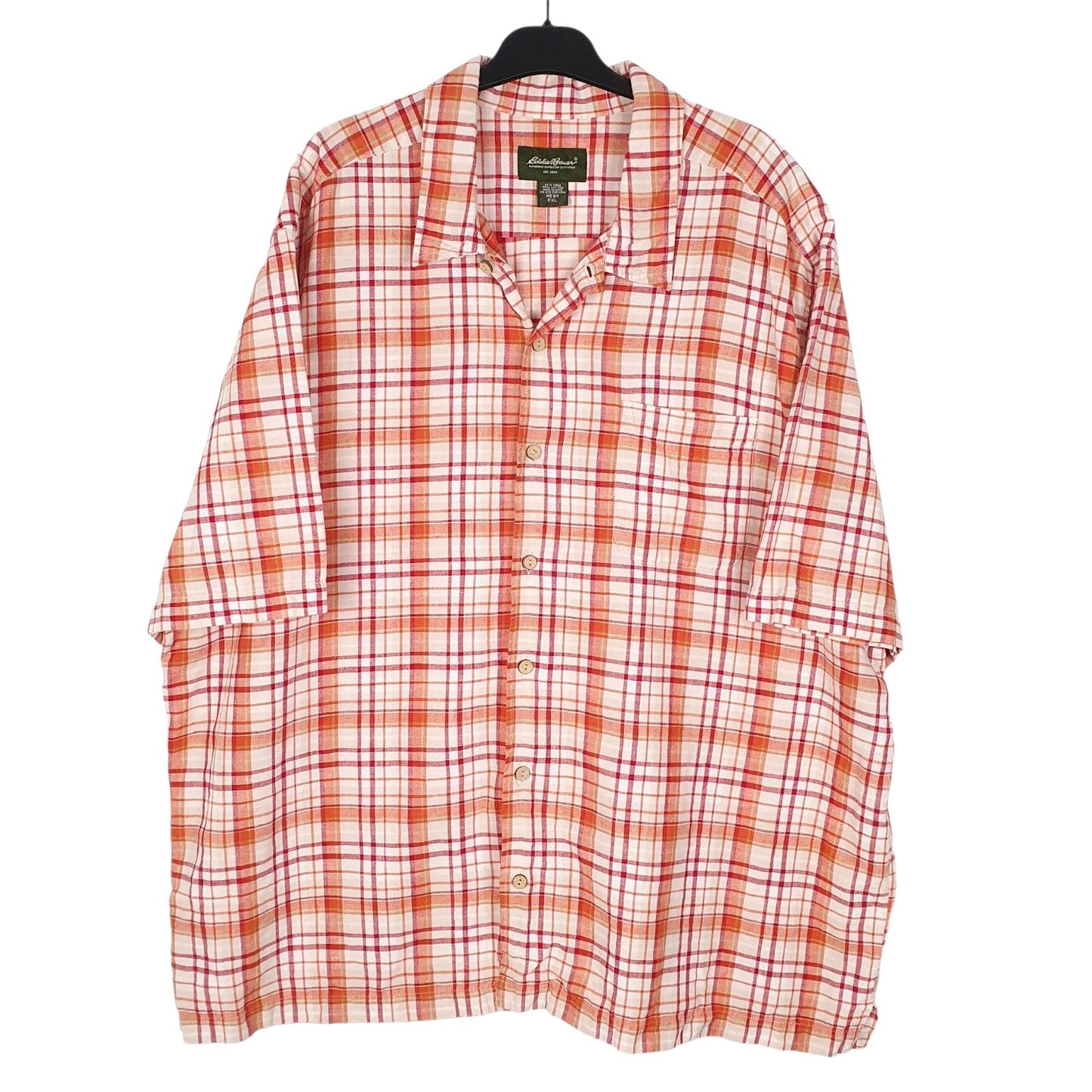 Mens Red Eddie Bauer Linen Mixture Short Sleeve Shirt
