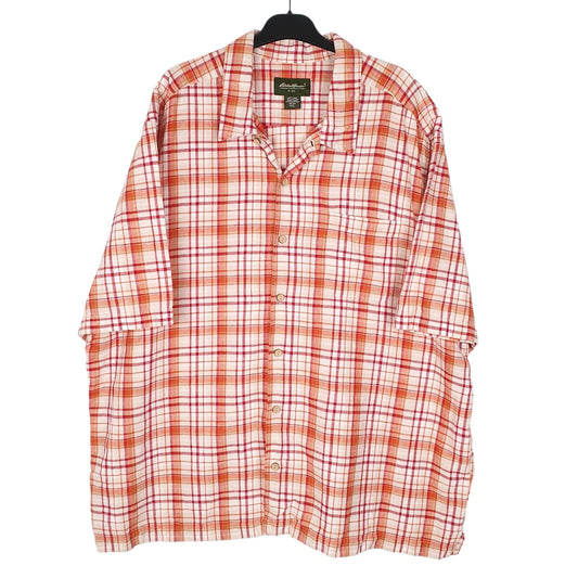 Mens Red Eddie Bauer Linen Mixture Short Sleeve Shirt