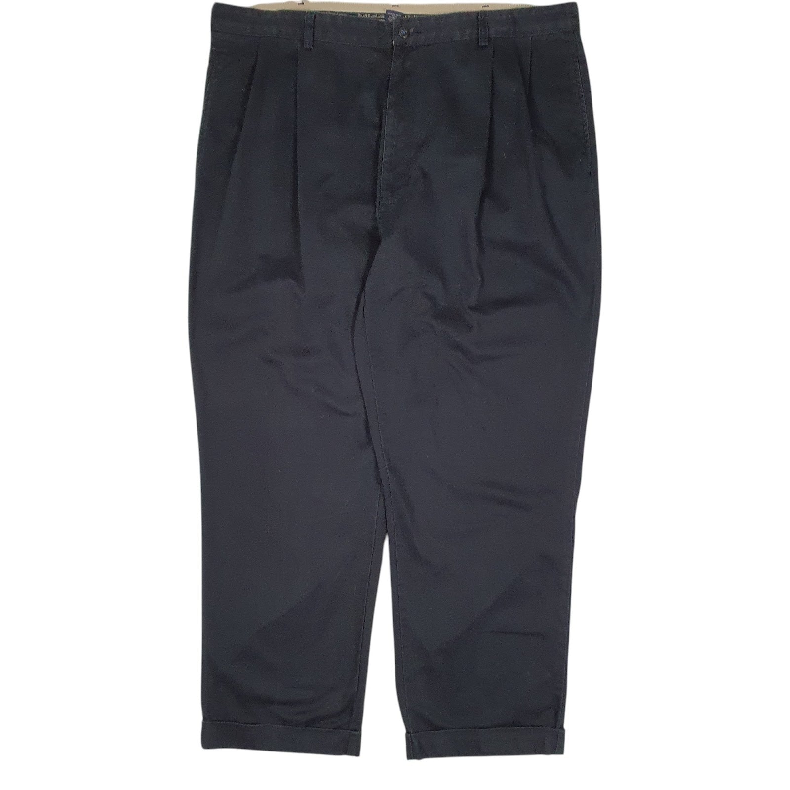 Mens Navy Polo Ralph Lauren Hammond Pand Pleated Vintage 90s Chino Trousers