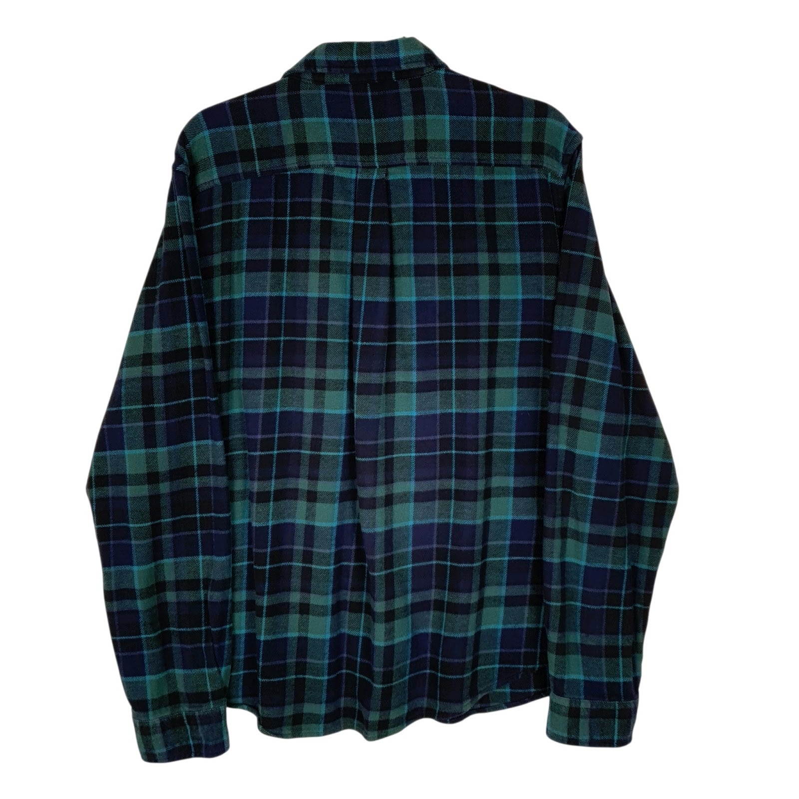 Mens Navy Eddie Bauer Heavyweight Plaid Flannel  Shirt