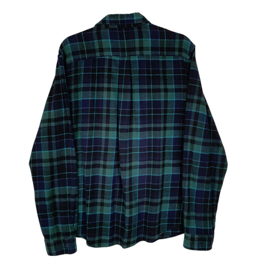 Mens Navy Eddie Bauer Heavyweight Plaid Flannel  Shirt