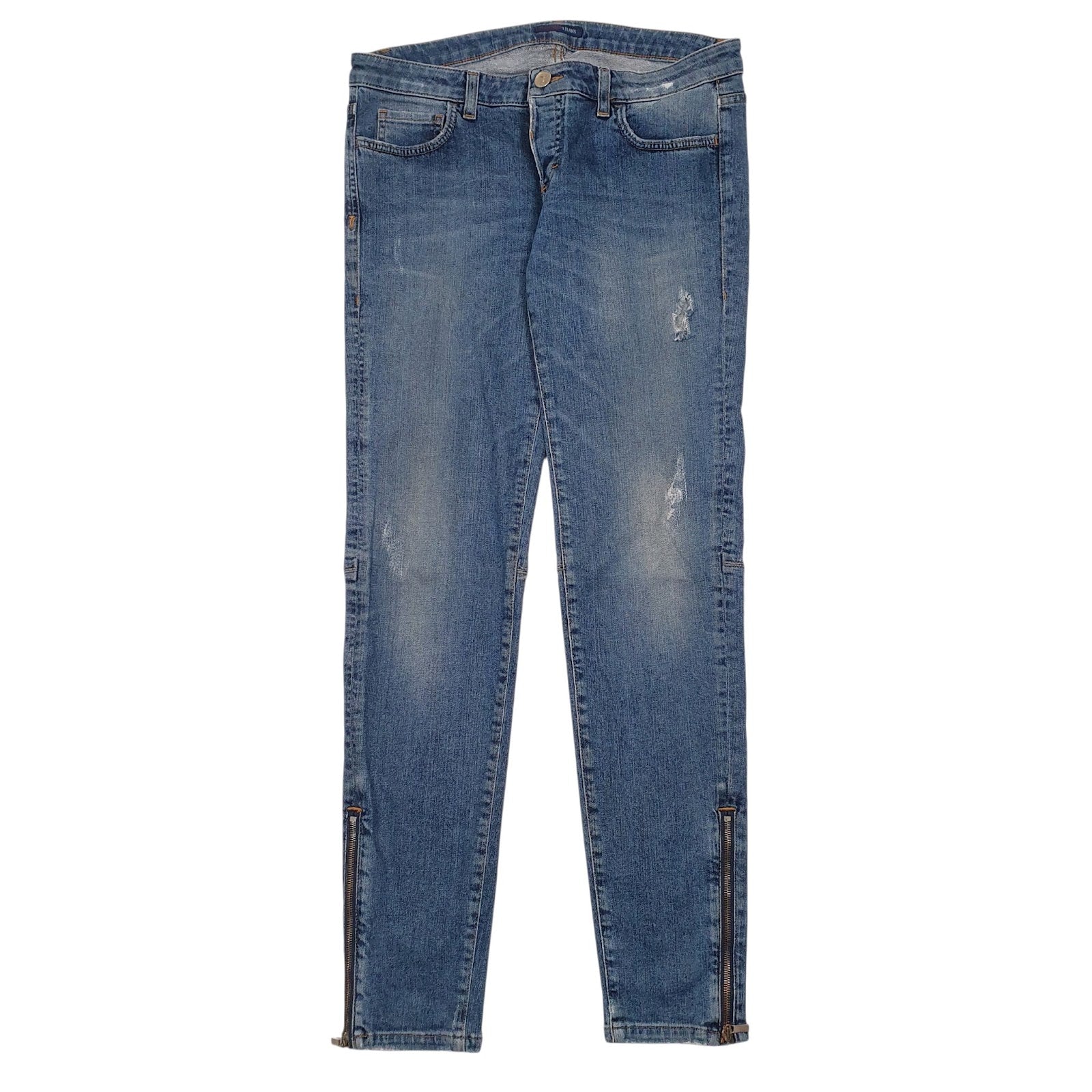 Womens Blue Trussardi Jeans Distressed Casual JeansW34 L30
