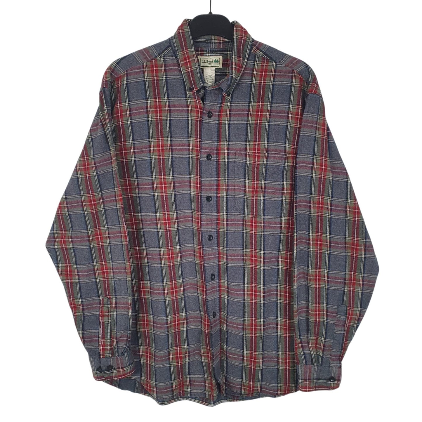 Mens Grey L.L.Bean Flannel Long Sleeve Shirt