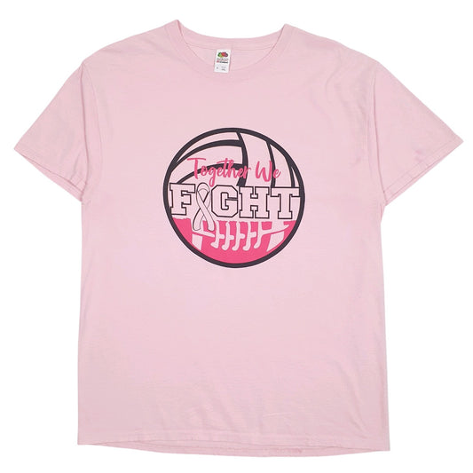 Mens Pink Fruit Of The Loom Together We Fight Short Sleeve T Shirt