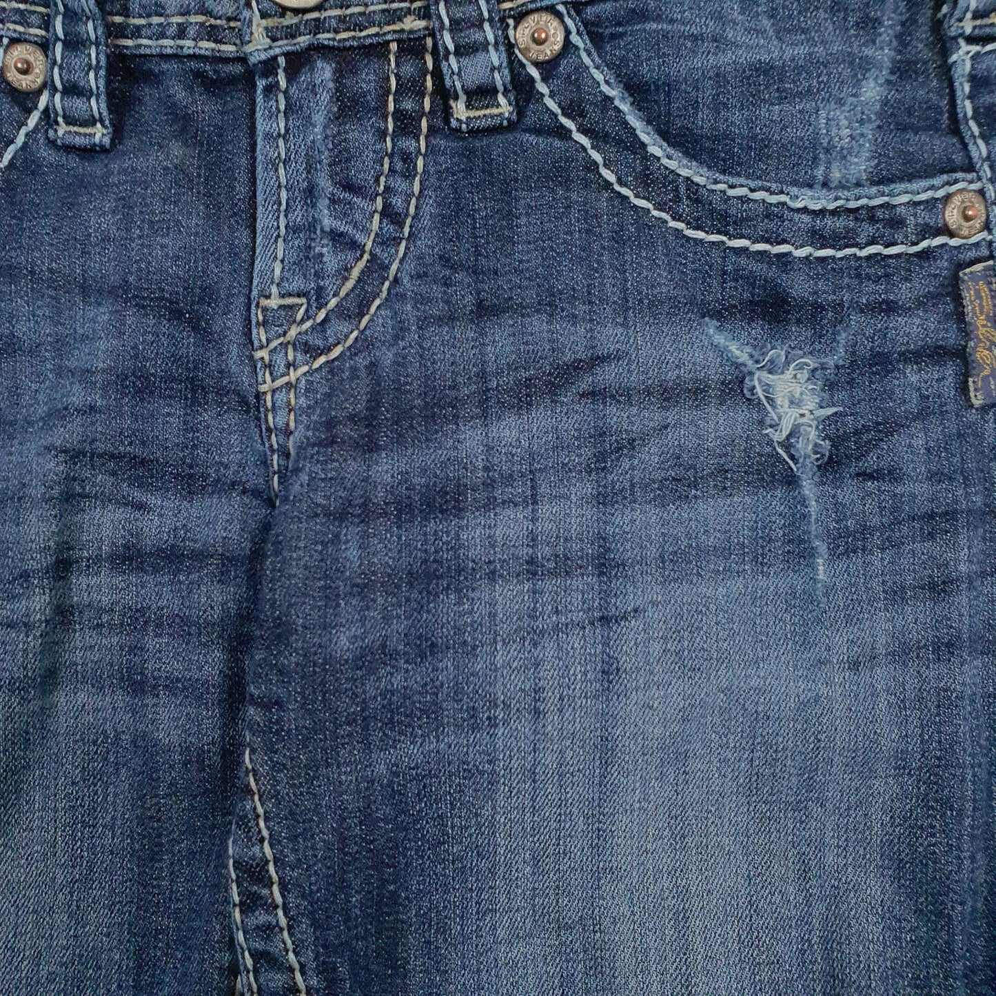 Womens Blue Silver Jeans Distressed  Shorts