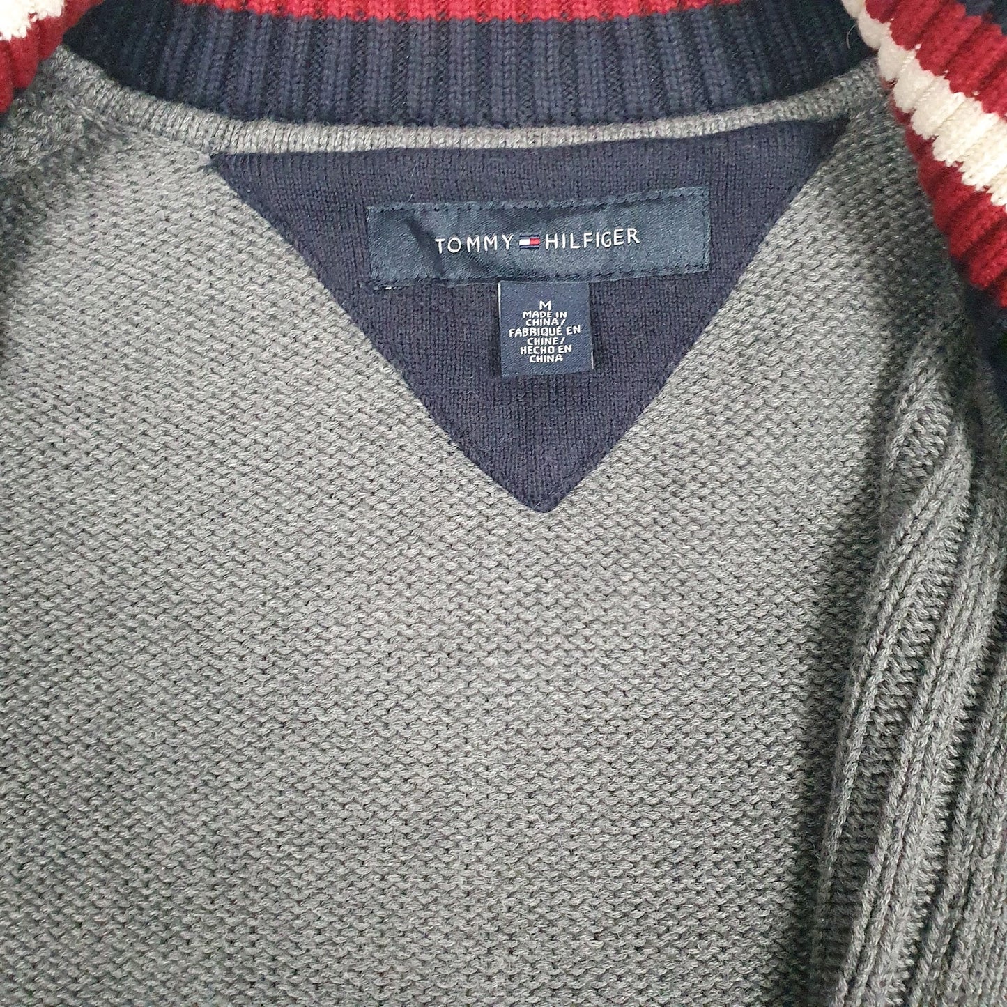 Mens Grey Tommy Hilfiger Heavy Knitwear Full Zip Jumper
