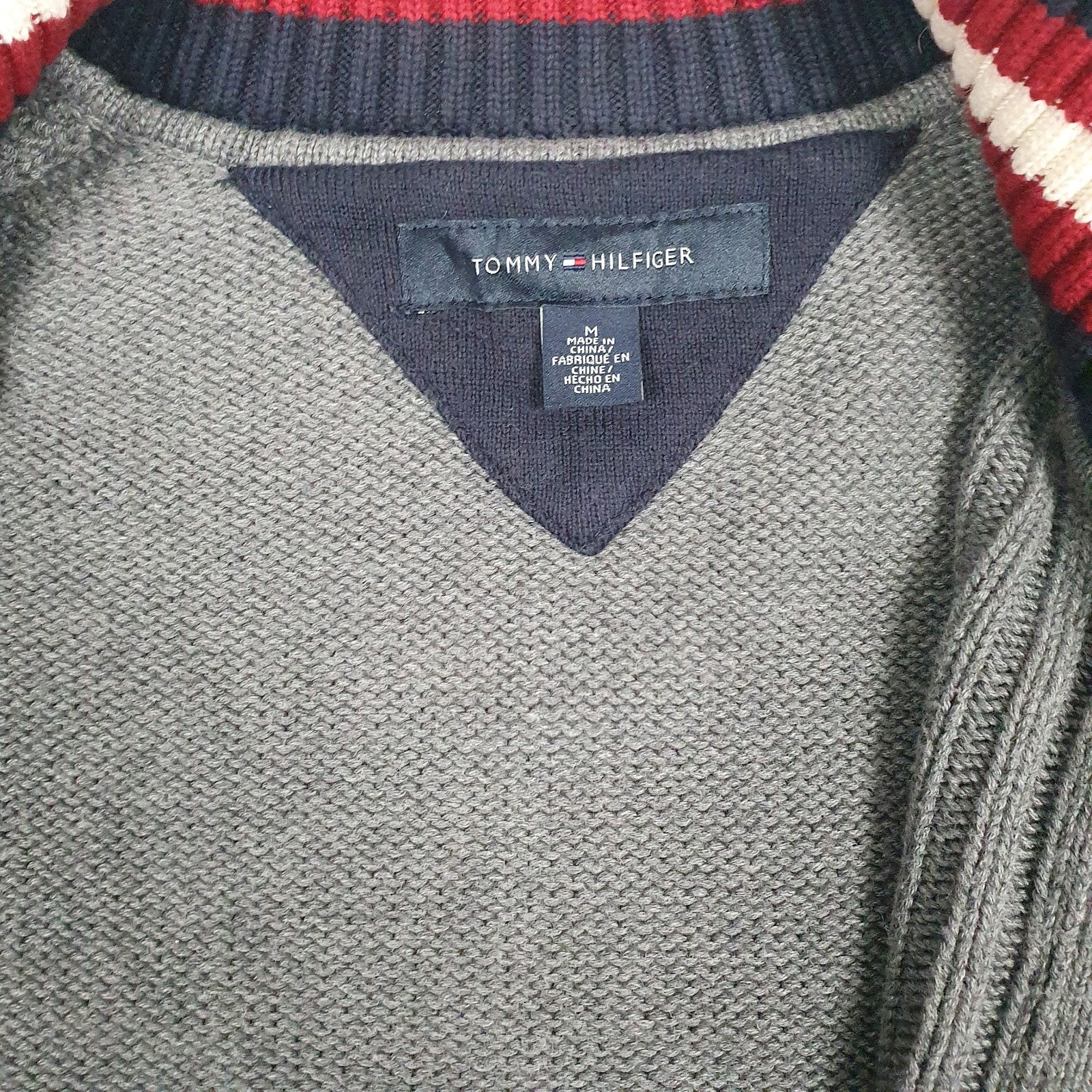 Mens Grey Tommy Hilfiger Heavy Knitwear Full Zip Jumper