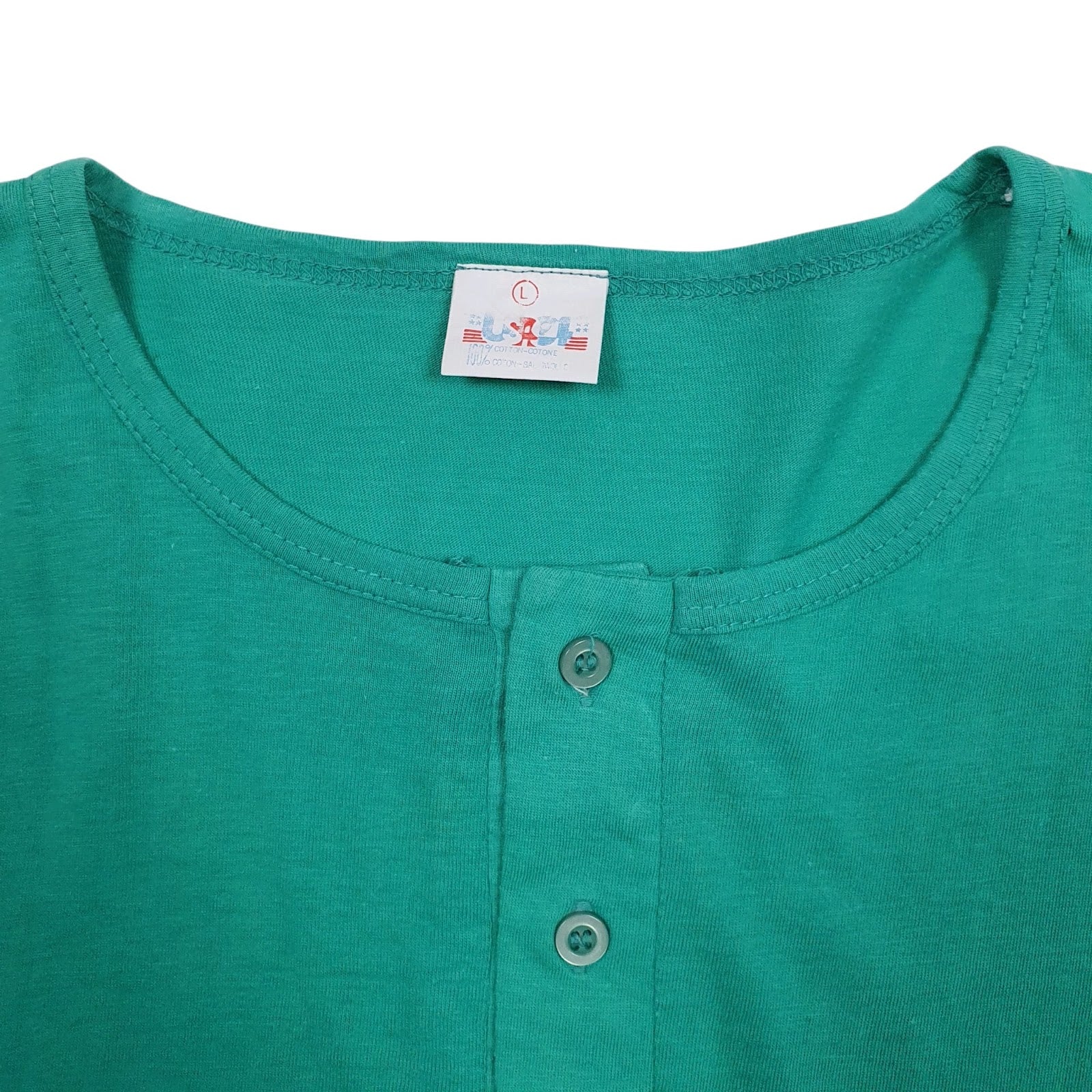 Mens Green Pierre Cardin Henley Vintage 90s  T Shirt