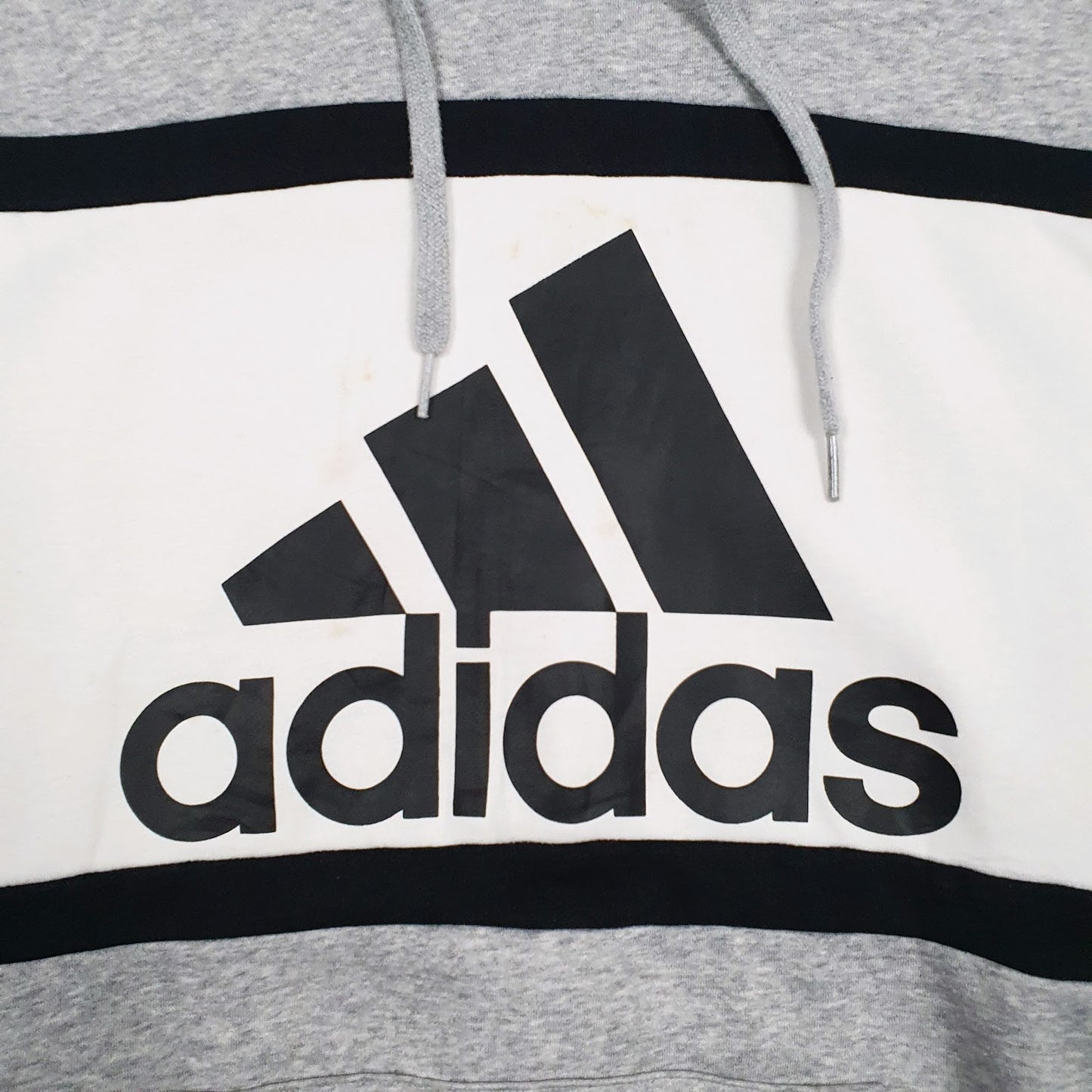 Mens Grey Adidas Spellout Hoodie Jumper