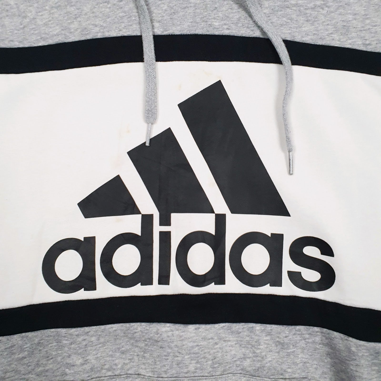 Mens Grey Adidas Spellout Hoodie Jumper