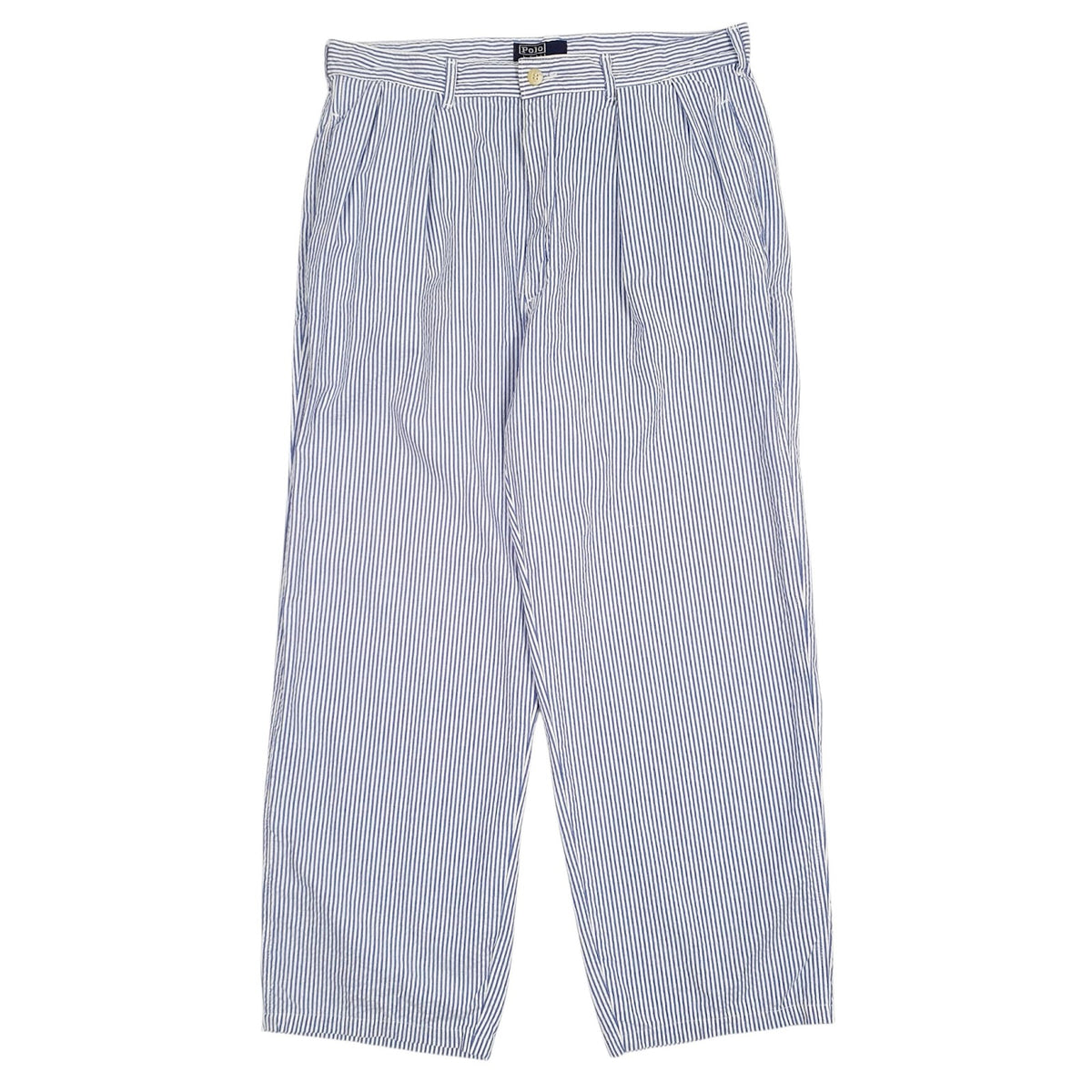 Mens Blue Polo Ralph Lauren Vintage 90s Made In USA Pleated Chino Trousers